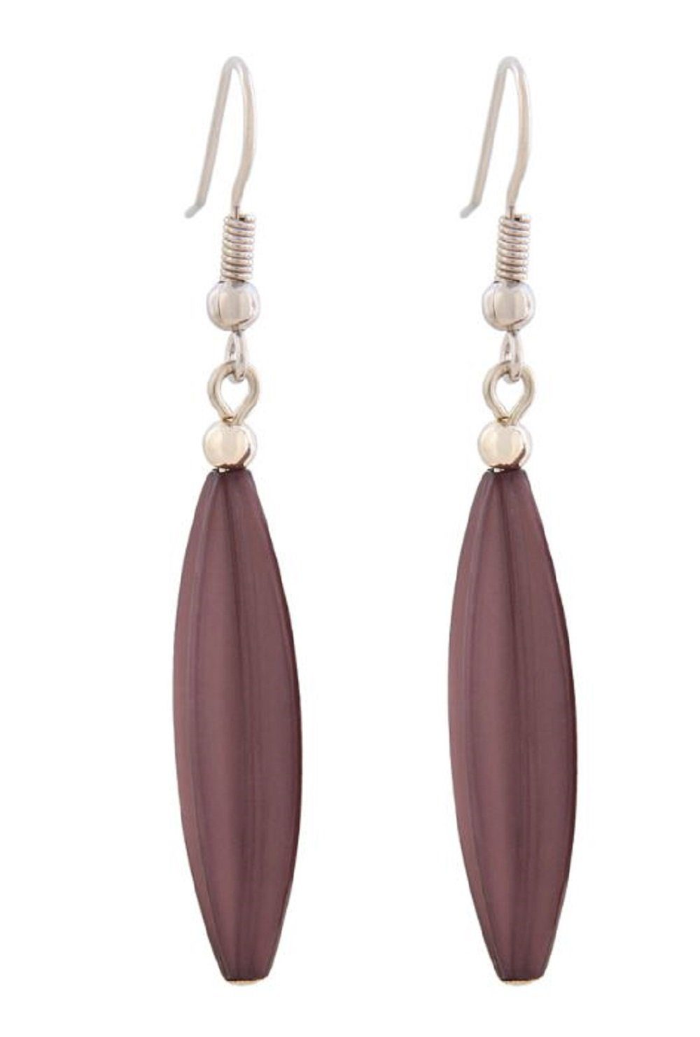 unbespielt Paar Ohrhänger Ohrhaken Ohrringe Rillenolive Kunststoff lilafarben 30 x 9 mm, Modeschmuck für Damen