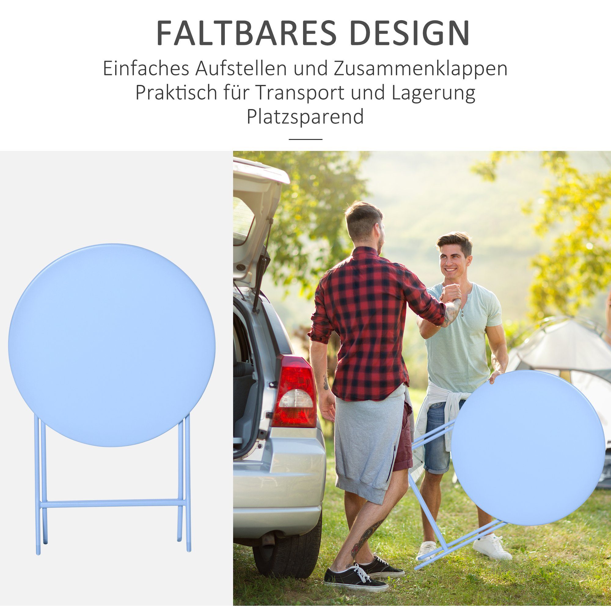 Design im kompaktem Gartenmöbel-Set hellblau Sitzgruppe Outsunny