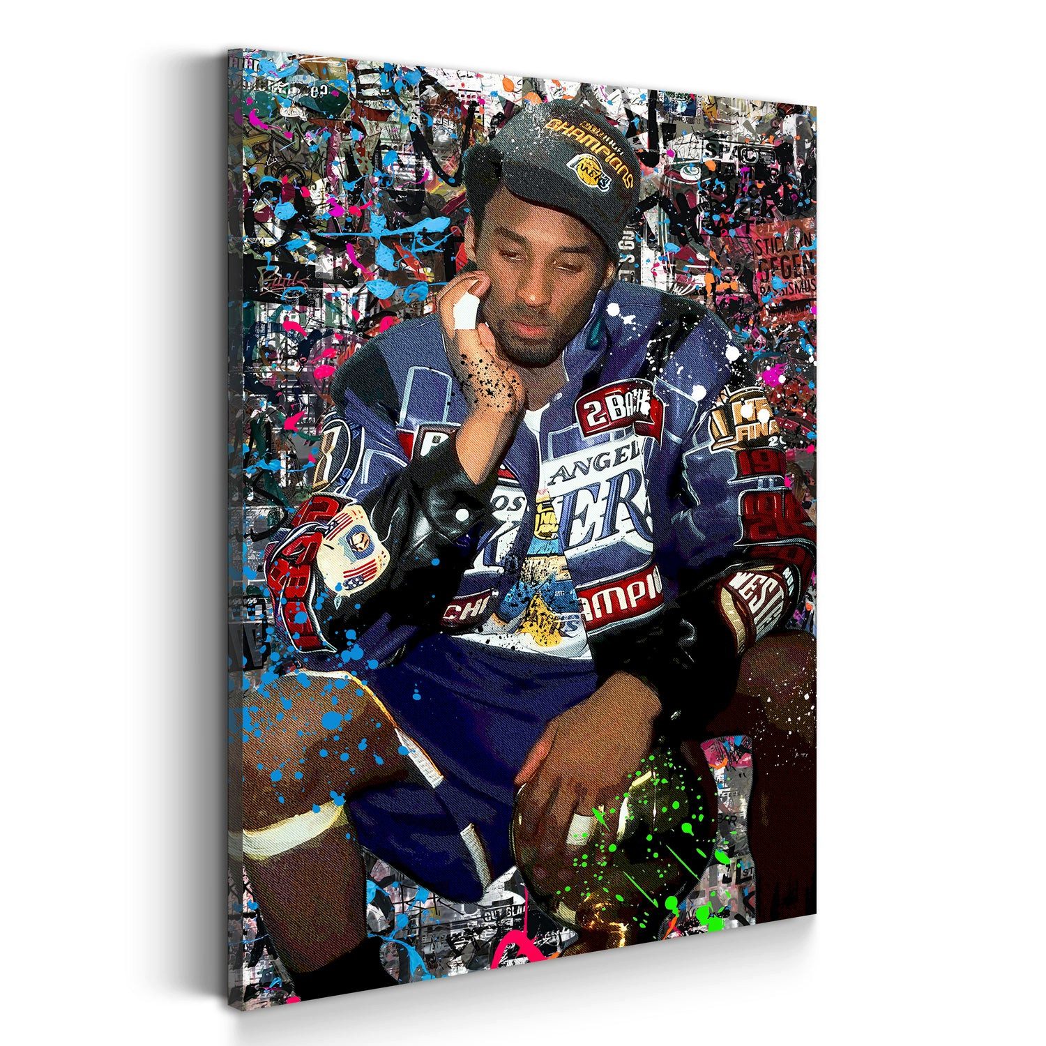 Artedinoi Leinwandbild Basketball Kobe Pop Art sitzend Street Art Graffiti Wandbild Leinwandb, Kobe Bryant, Graffiti
