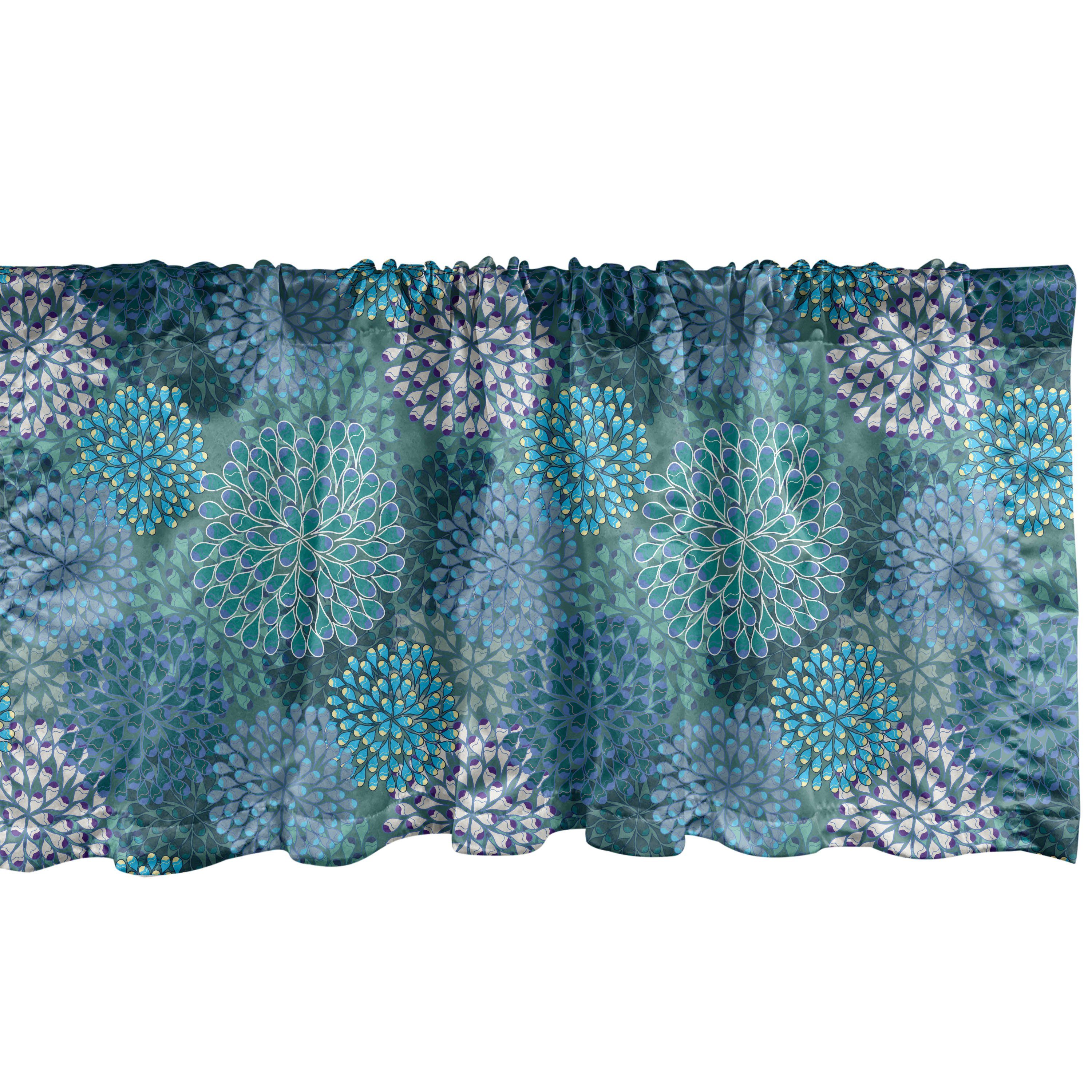 Scheibengardine Vorhang Volant für Küche Schlafzimmer Dekor mit Stangentasche, Abakuhaus, Microfaser, Blumen Nelke Blütenblätter Vibrant