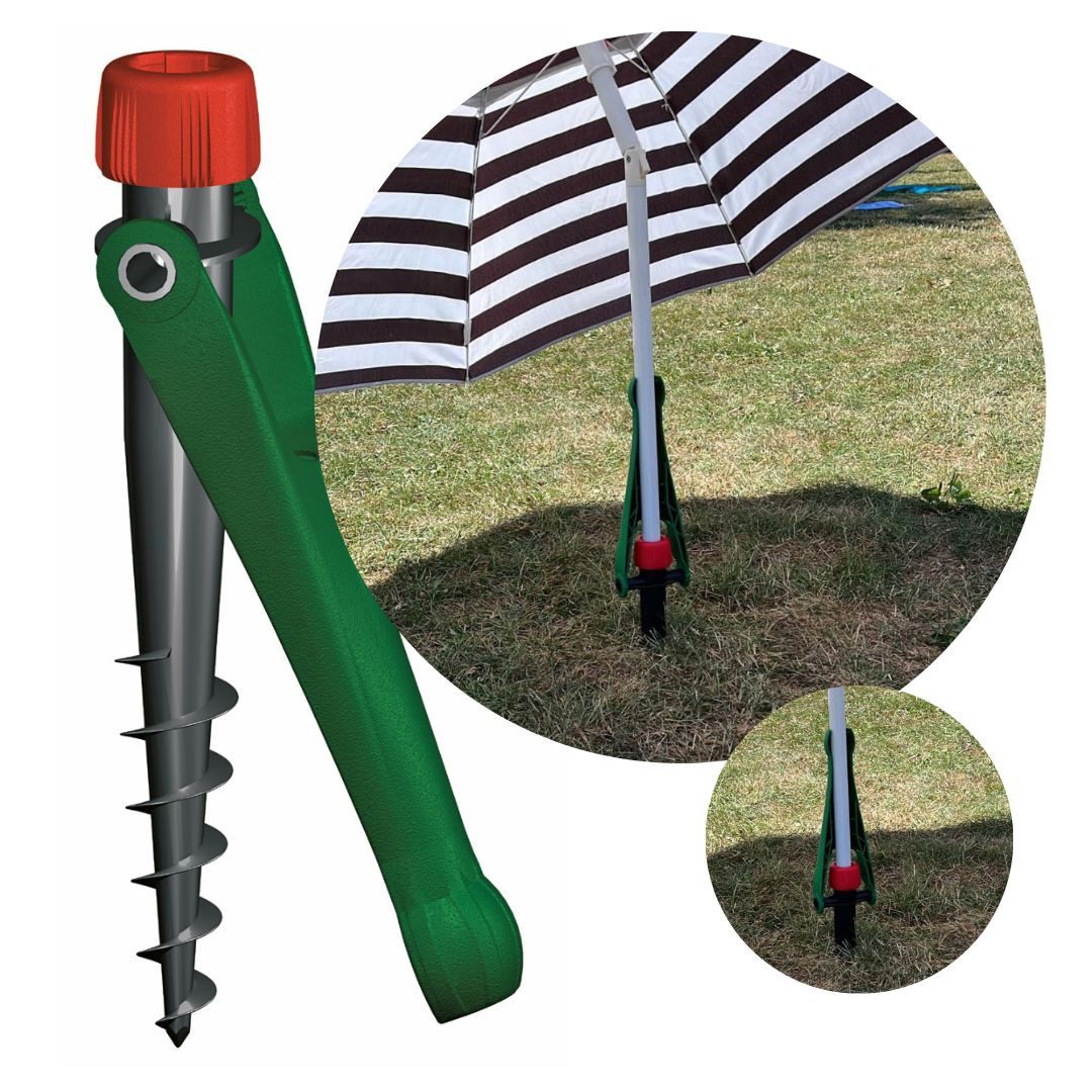 Krinner Schirmhalter Vario Drill Sonnenschirmständer Bodendübel Erdanker für Strand & Wiese, für Stöcke bis Ø 32 mm, 1 tlg.