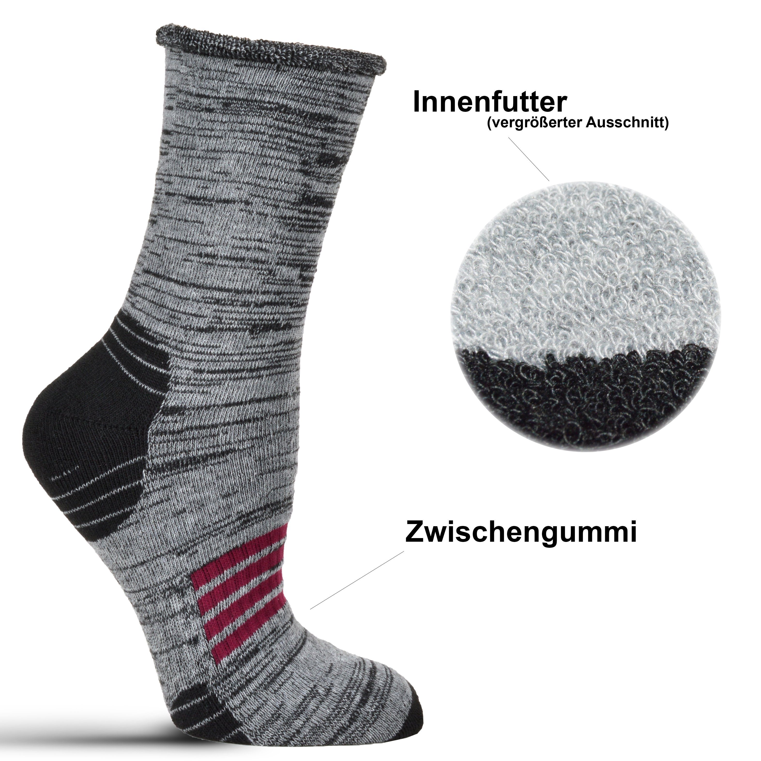 Frostfighter Thermosocken Herren + Damen Wintersocken ohne Gummi (6 Paar) fusselfreies Vollfrottee Innenfutter, dicke warme Socken