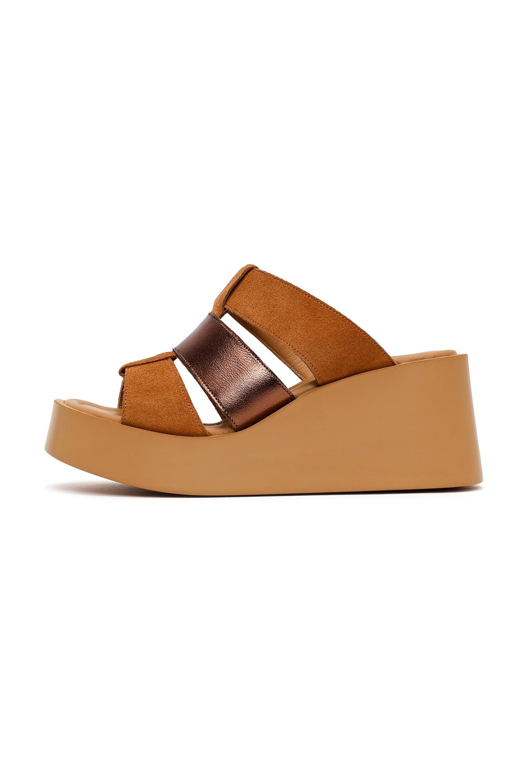 Derimod Keilabsatz-Pantoletten aus Leder Mules Echtes Leder, TPU-Sohle, Keilabsatz-Design, Slipper