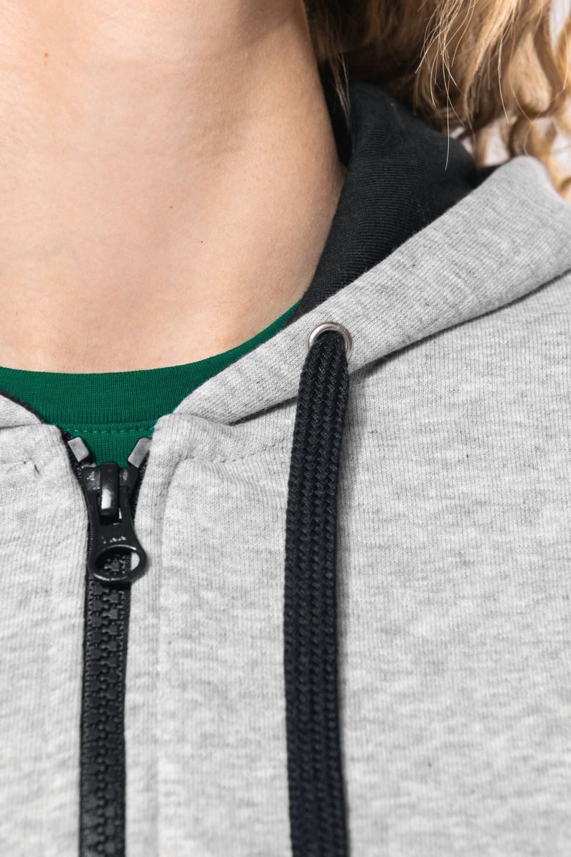 Kariban Kapuzensweatjacke DAMEN-KAPUZENSWEATSHIRT BICOLOR mit Reißverschluss