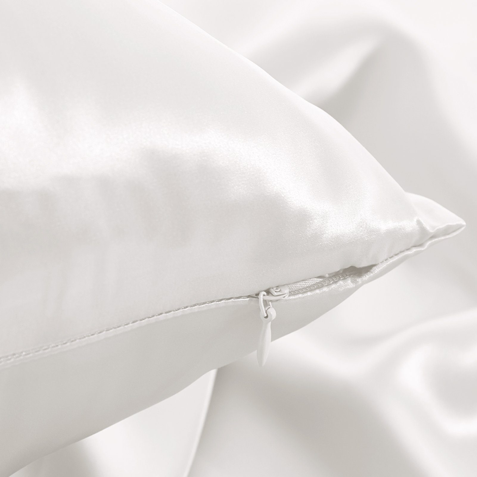 Kissenbezüge 22 Momme Weiß glatte Hautgefühl, glänzende 60 und cm, Optik angenehmes x mit 100% (1 Stück), Fadenzahl, 40 THXSILK Maulbeerseide, reißverschluss, 600