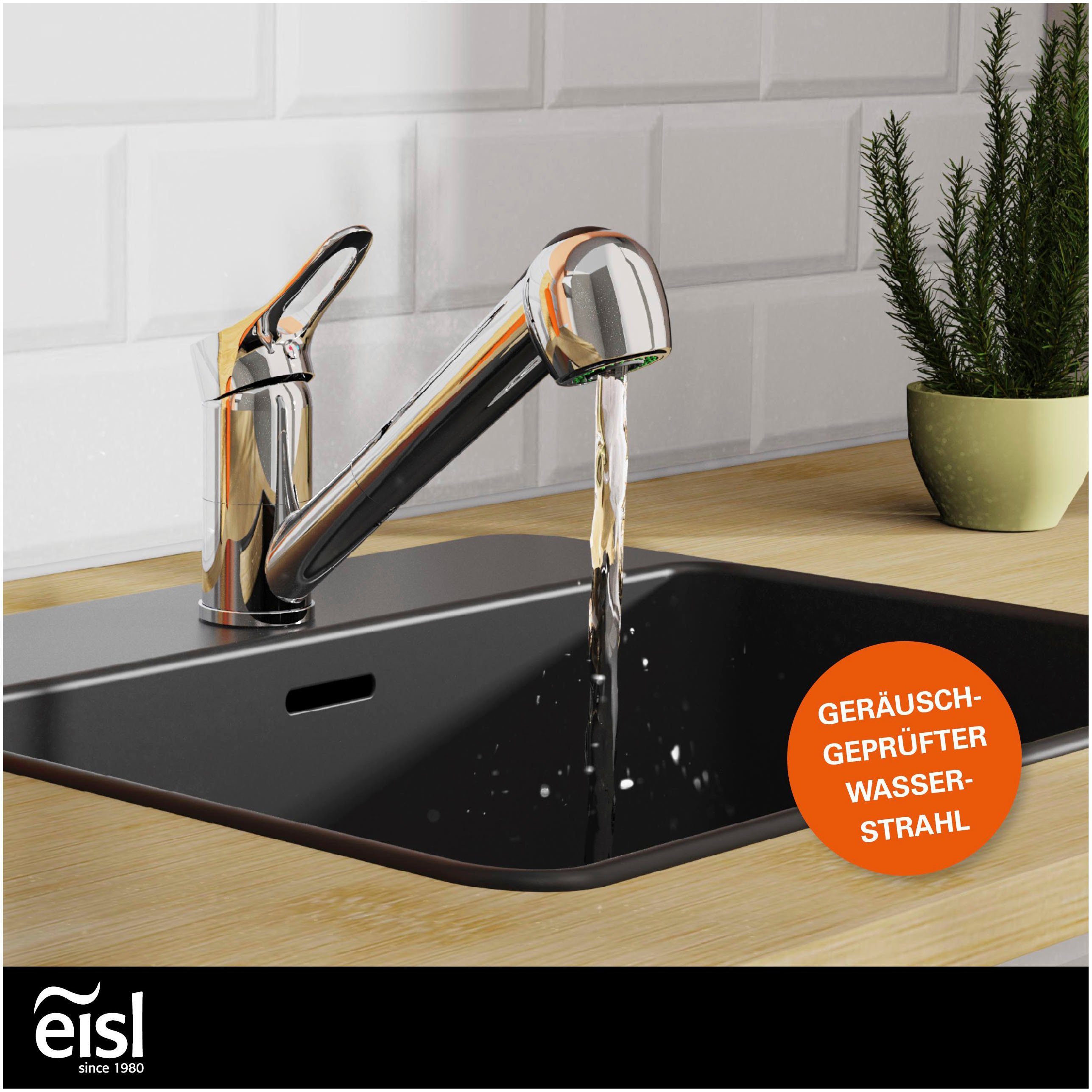 Eisl Spültischarmatur Verona mit Geschirrbrause, Niederdruck, 90° schwenkbar, Mischbatterie, Chrom
