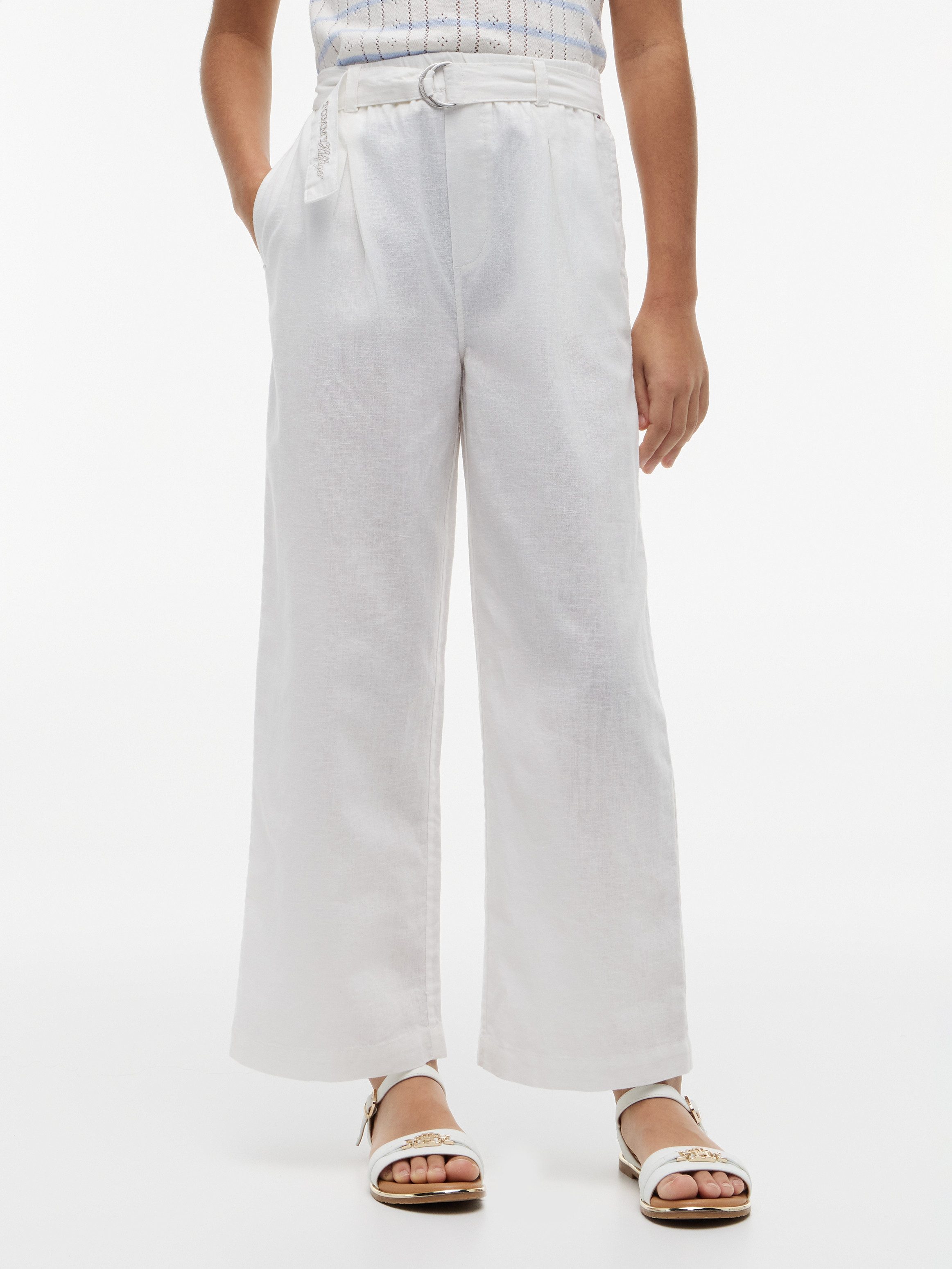 Tommy Hilfiger Bundfaltenhose PLEATED LINEN PANT BELT Kinder bis 16 Jahre, Leinen-Mix, mit Gürtel