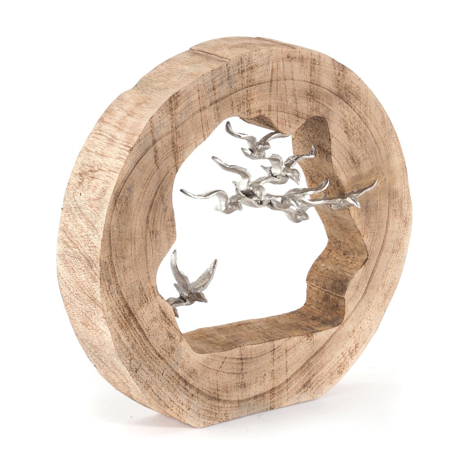 DESIGN DELIGHTS Skulptur DESIGN SKULPTUR "BIRDS", 36 cm, Holz mit Aluminium, Dekfofigur