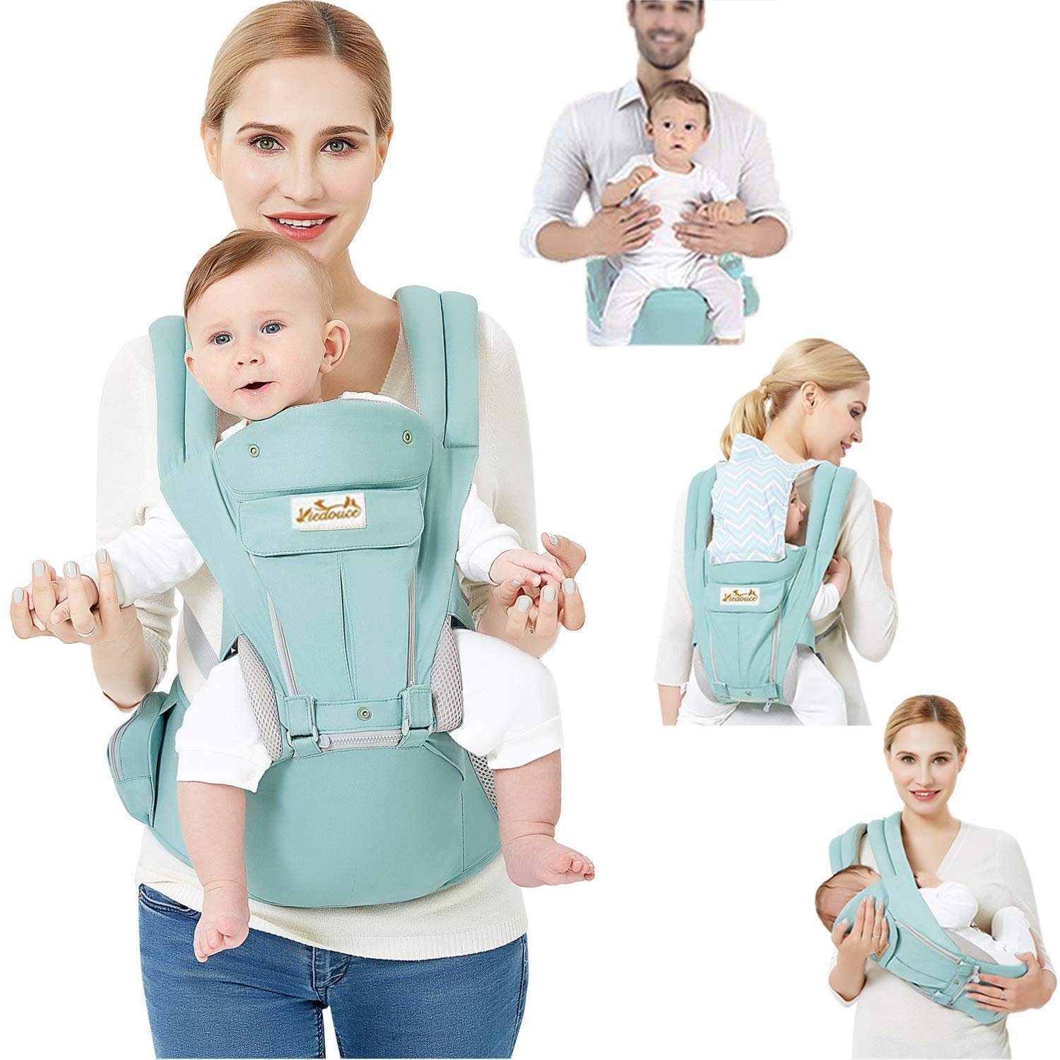 6 in mit Hüftsitz 1 Ergonomische Babytrage Bauchtrage Aoucheni