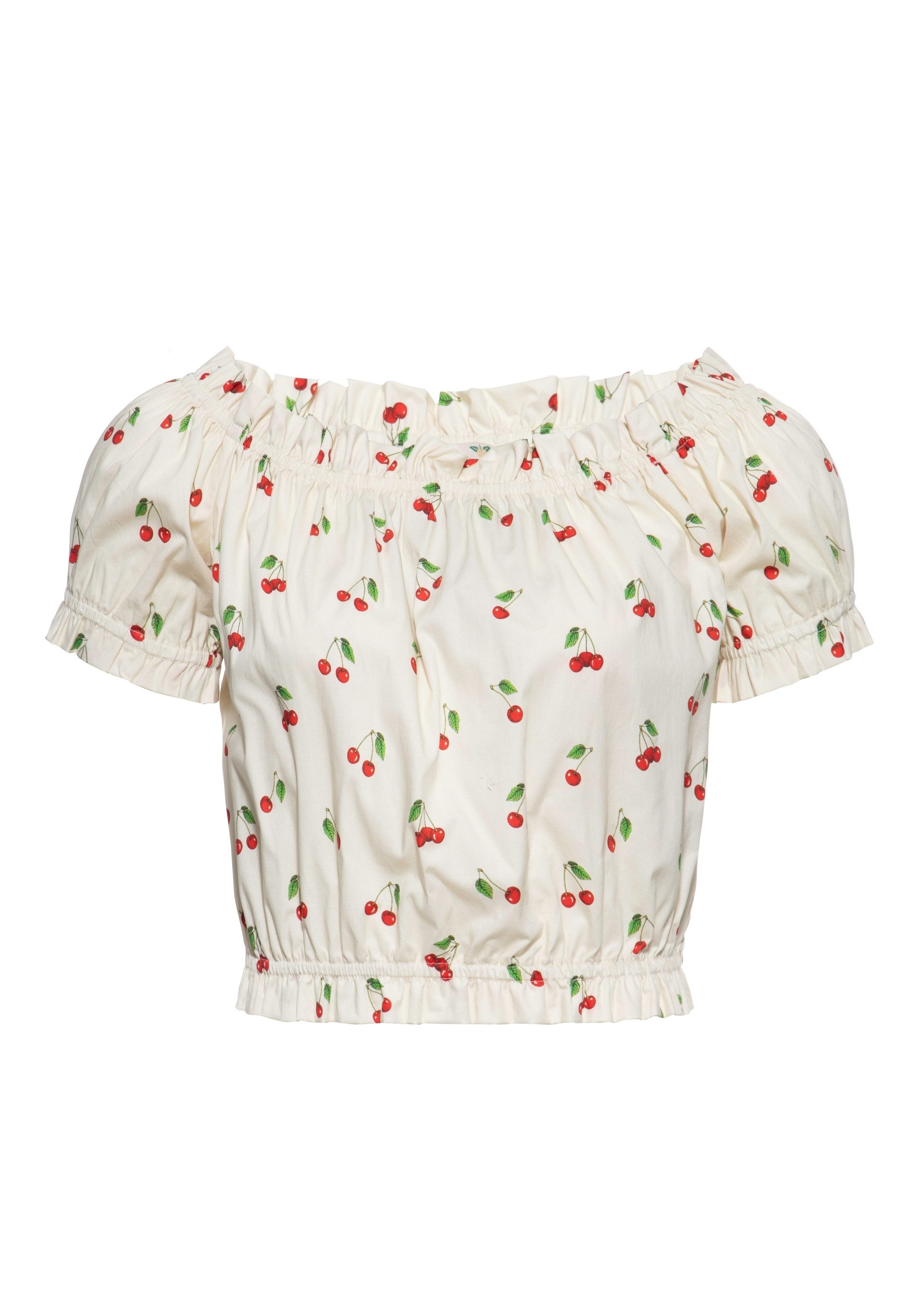 QueenKerosin Kurzarmbluse Cherry mit Allover-Print günstig online kaufen