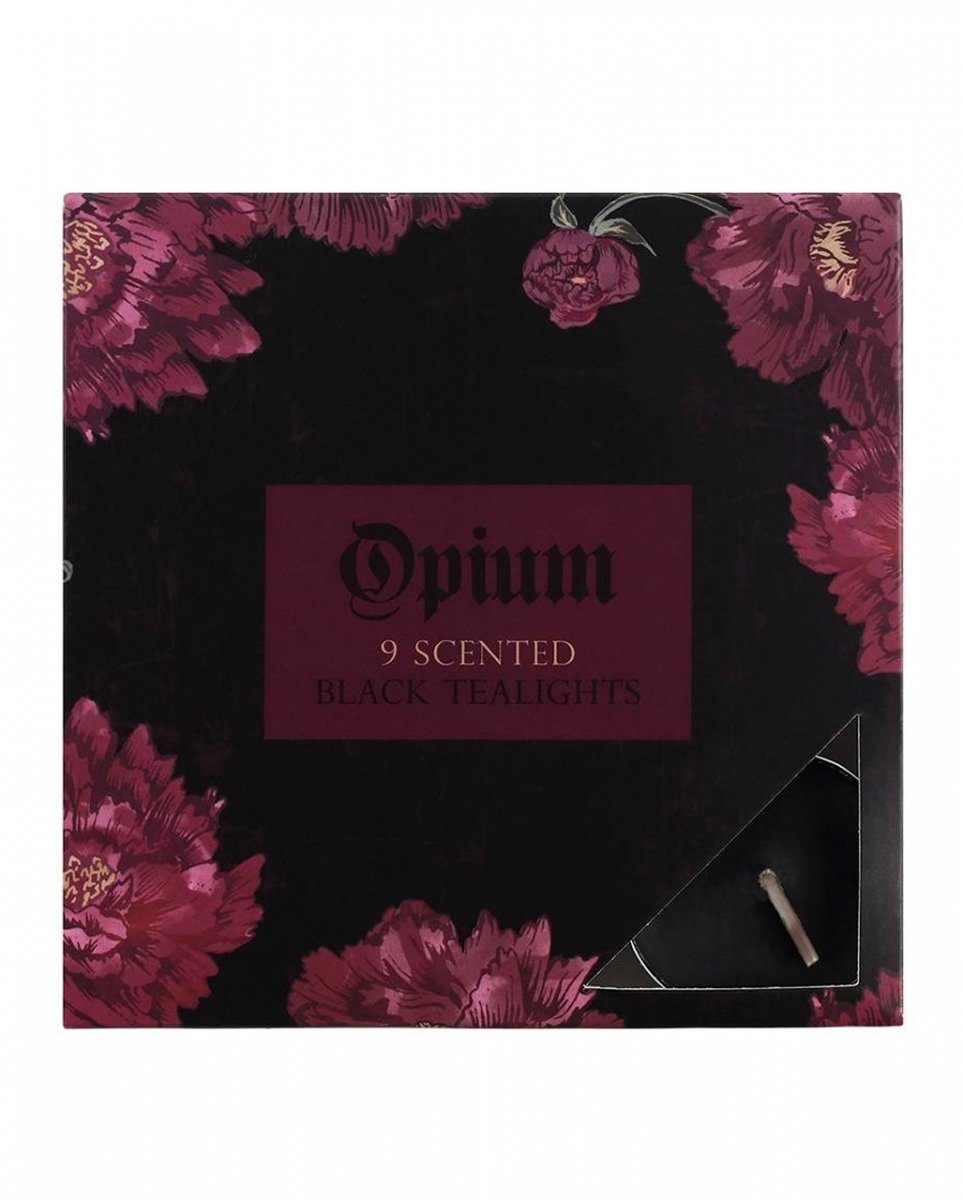 Horror-Shop Dekofigur 9 Stück Opium Parfümierte Schwarze Teelichter
