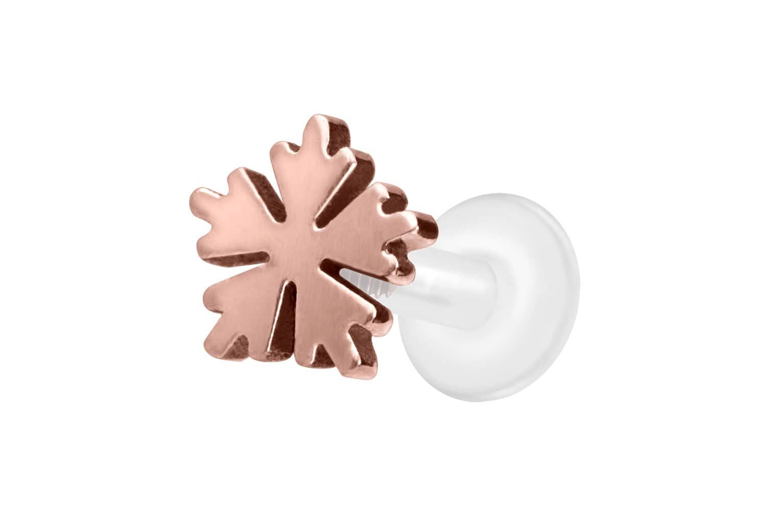 PIERCINGLINE Piercing-Set PTFE Labret mit Innengewinde + Titan-Aufsatz SCHNEEFLOCKE (Labrets, 1-tlg)