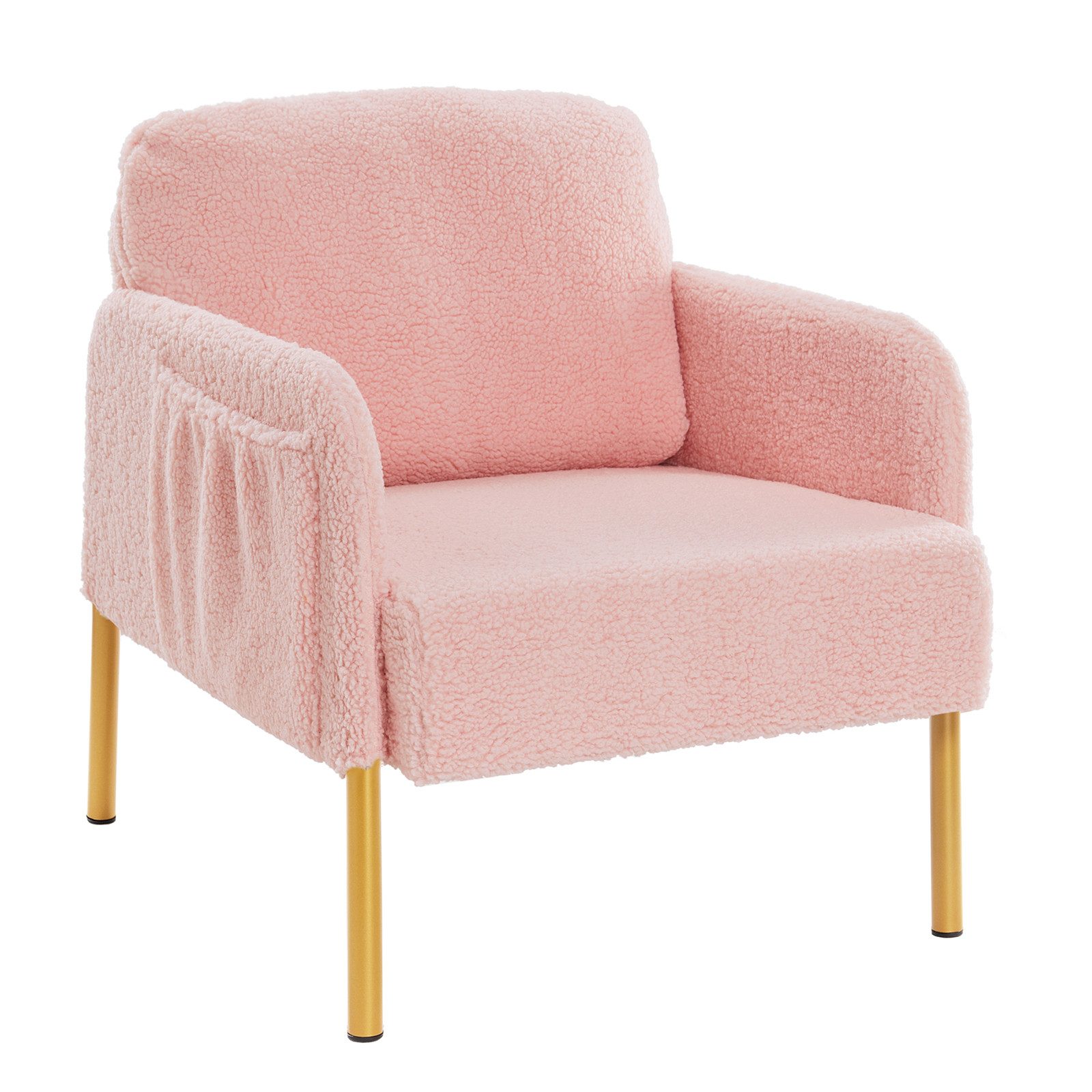 Mondeer Sessel, Freizeitsessel mit Rosa Lammwollstoff günstig online kaufen