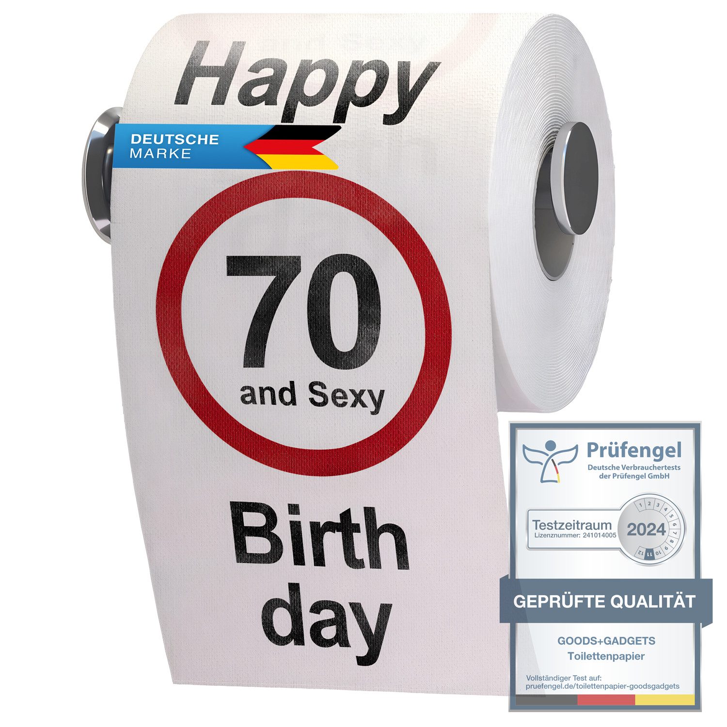 Goods+Gadgets Papierdekoration Lustiges Fun Klopapier – Toilettenpapier Geschenk 70. Geburtstag, Toilettenpapier Geschenkartikel – Bild 5 von 5
