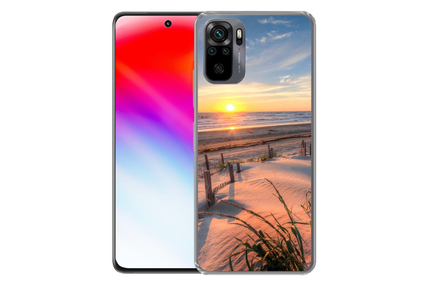MuchoWow Handyhülle für Xiaomi Redmi Note 10S Strand - Meer - Düne - Sonnenuntergang - Lan, Phone Case, Silikon, Schutzhülle Dünn