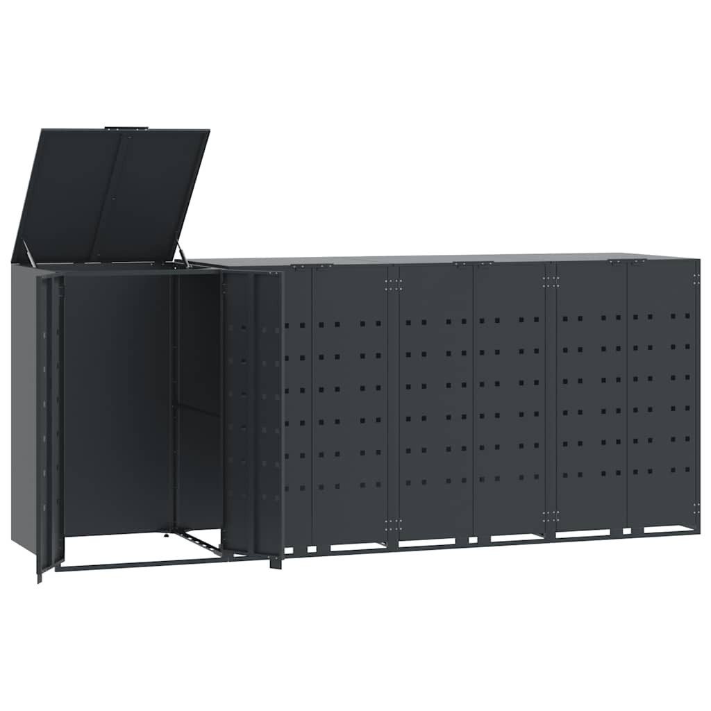 vidaXL Mülltonnenbox Mülltonnenbox für 4 Tonnen Anthrazit 276x79x117 cm Stahl
