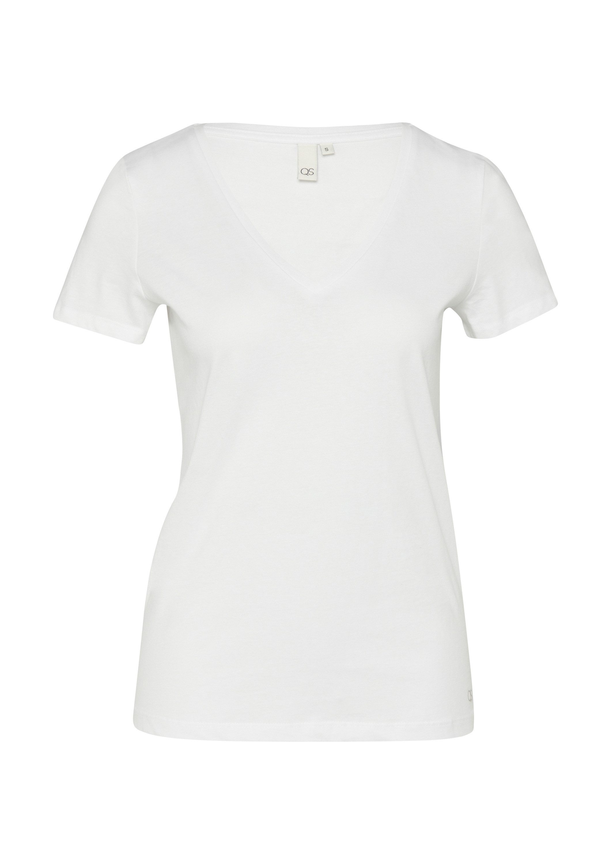 QS Kurzarmshirt T-Shirt Baumwollshirt mit V-Ausschnitt günstig online kaufen
