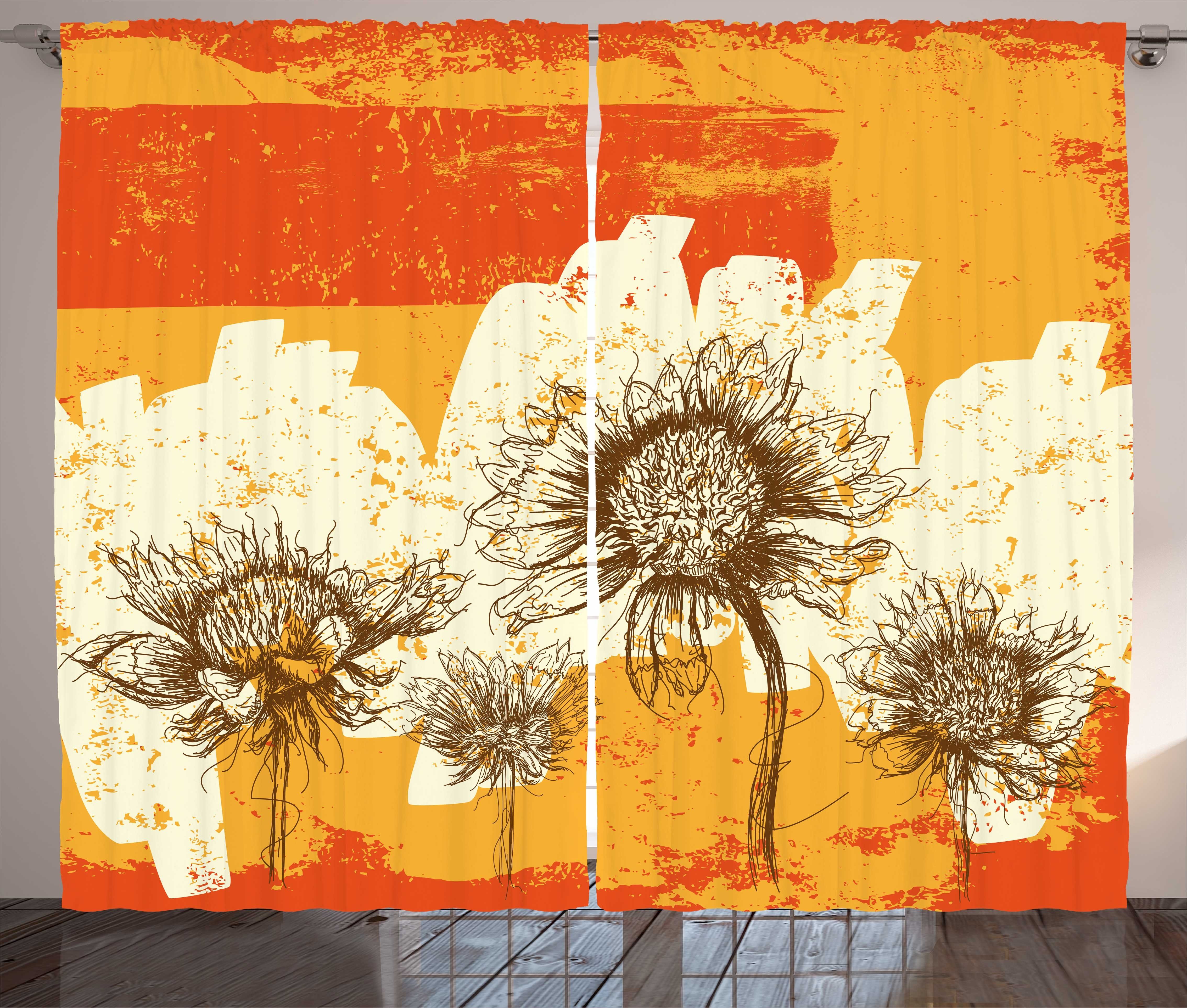 Gardine Schlafzimmer Kräuselband Vorhang Haken, Zeichnung Schlaufen Wildflower Blumen Abstrakte mit und Abakuhaus