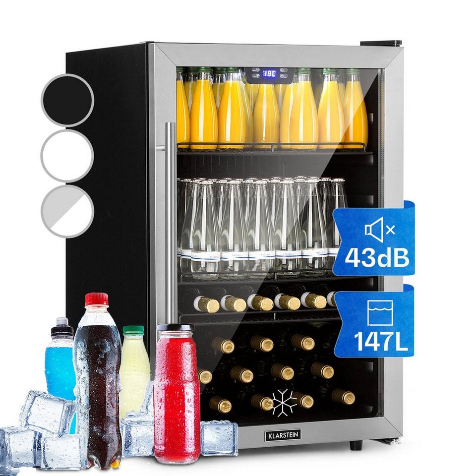 Klarstein Getränkekühlschrank HEA8-Beersafe-148 10033435A, 84 cm hoch, 55  cm breit, Bierkühlschrank Getränkekühlschrank Flaschenkühlschrank mit  Glastür