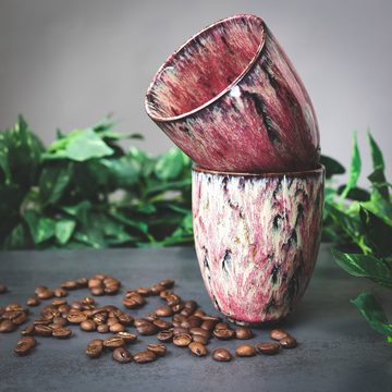 Ganzoo Tasse Kaffee Becher Keramik, Design Kaffee-Tasse ohne Henkel 200ml 2er Set