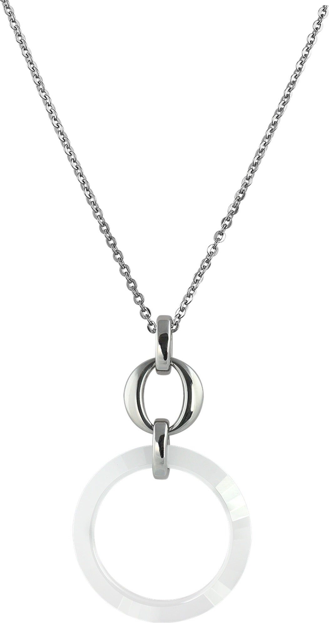 Amello Edelstahlkette Amello Circle Halskette silber weiß (Halsketten, Halskette), Damen Halsketten (Circle) aus Edelstahl (Stainless Steel)