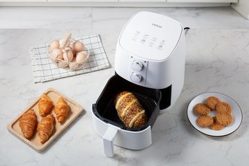 Linsar Heißluftfritteuse weiß - 4L - Temperaturregler, Timer, Kontrollleuchte -, 1400,00 W, einfache manuelle Bedienung über 2 Drehregler