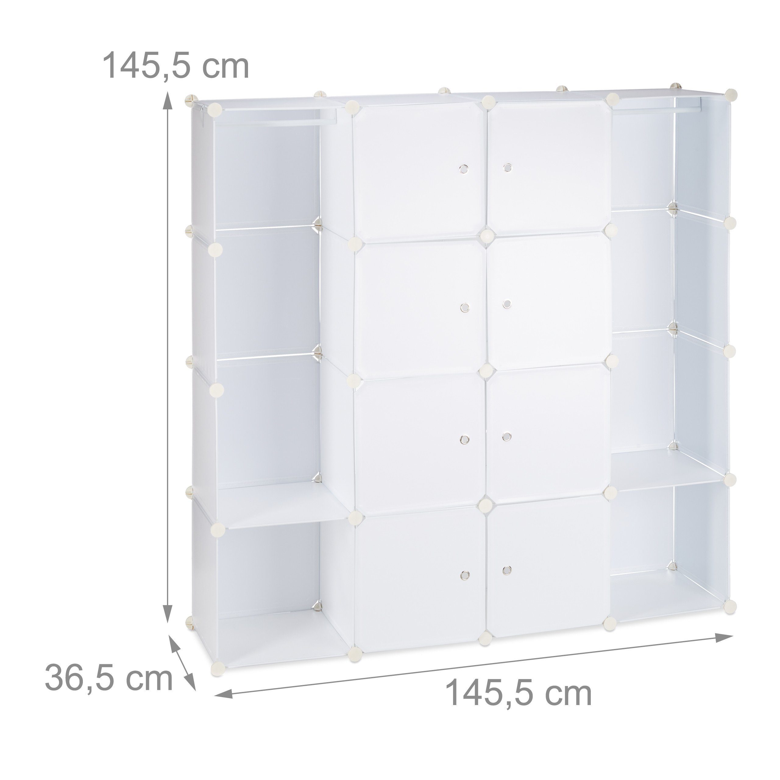 relaxdays Kleiderschrank Stecksystem 12 Fächer (12-St) weiß – Bild 4 von 5