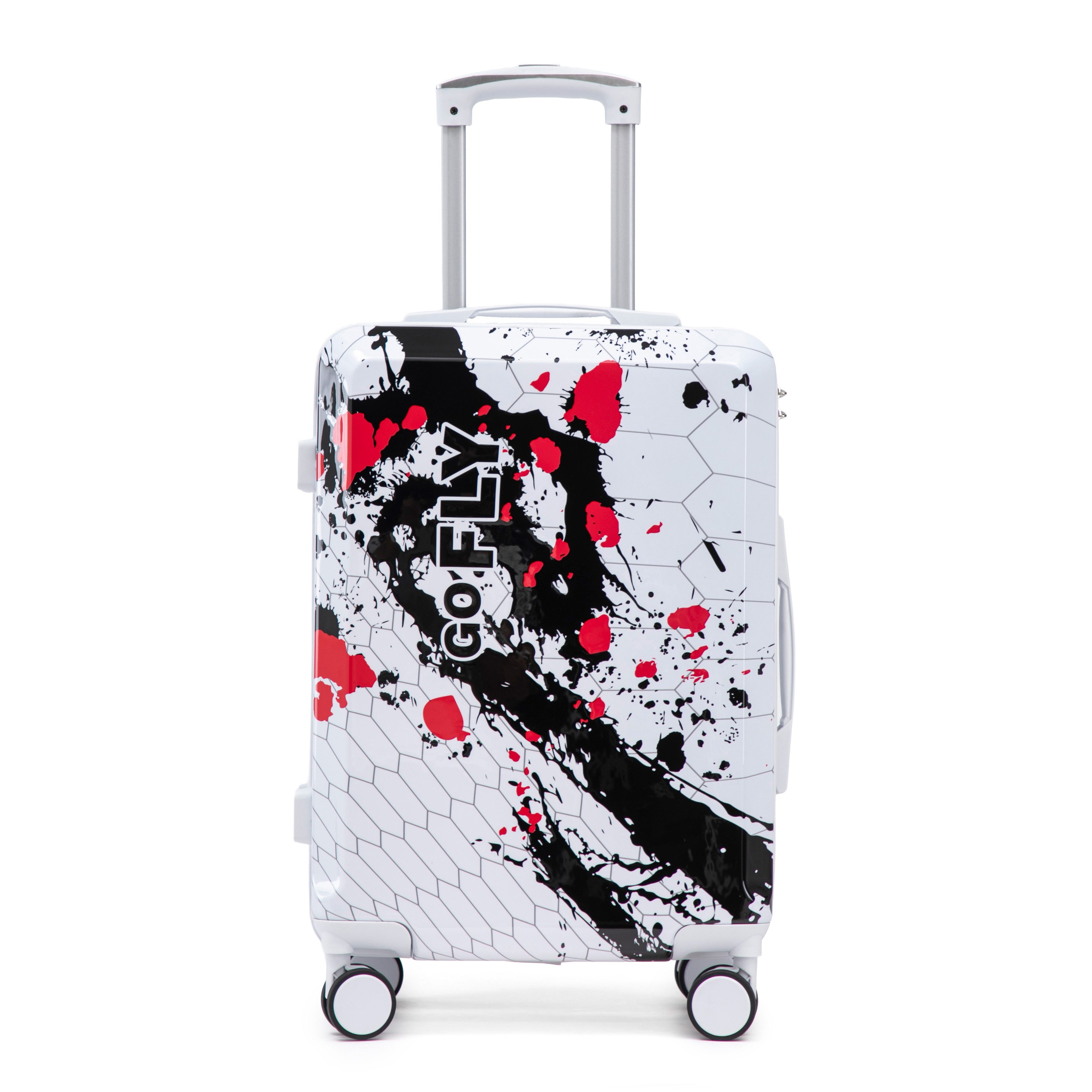 ibettertec Trolleyset Kofferset-3‑teiliges, PC‑Material mit Musterdruck und Zahlenschloss, Die einfach zu reinigen und langfristig zu verwenden sind