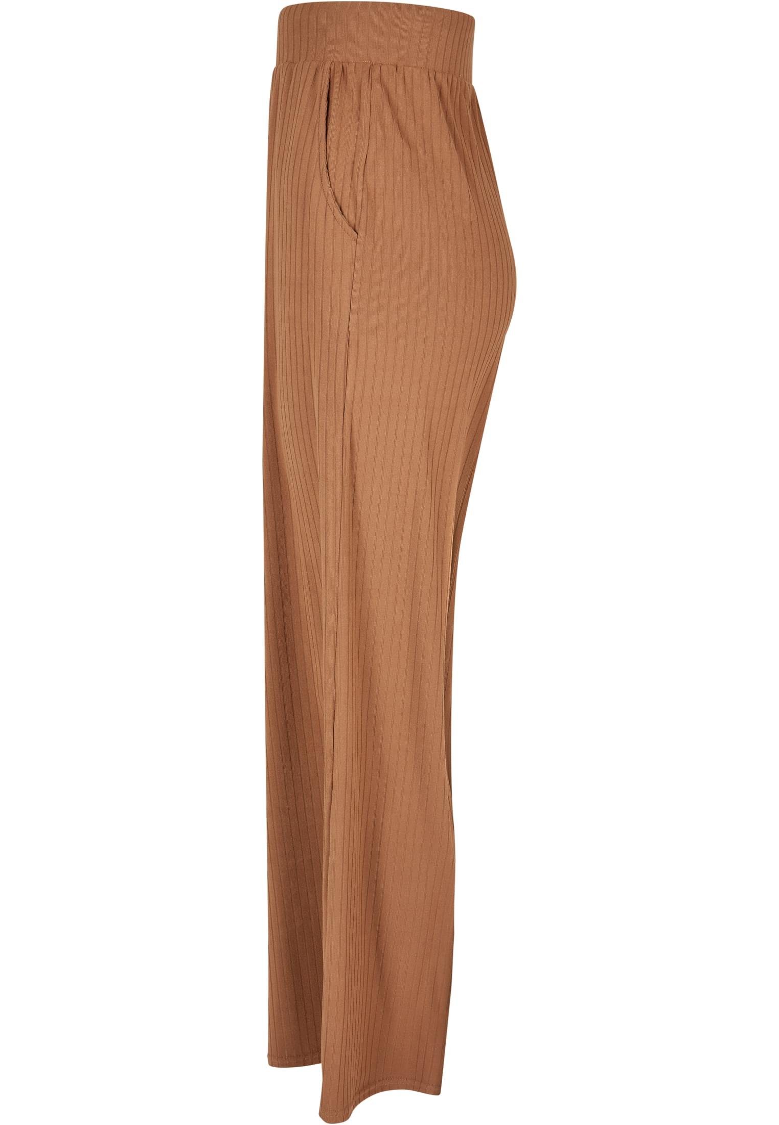 URBAN CLASSICS Stoffhose darktaupe Pants (1-tlg) Damen Jersey Wide Leg Ladies Rib