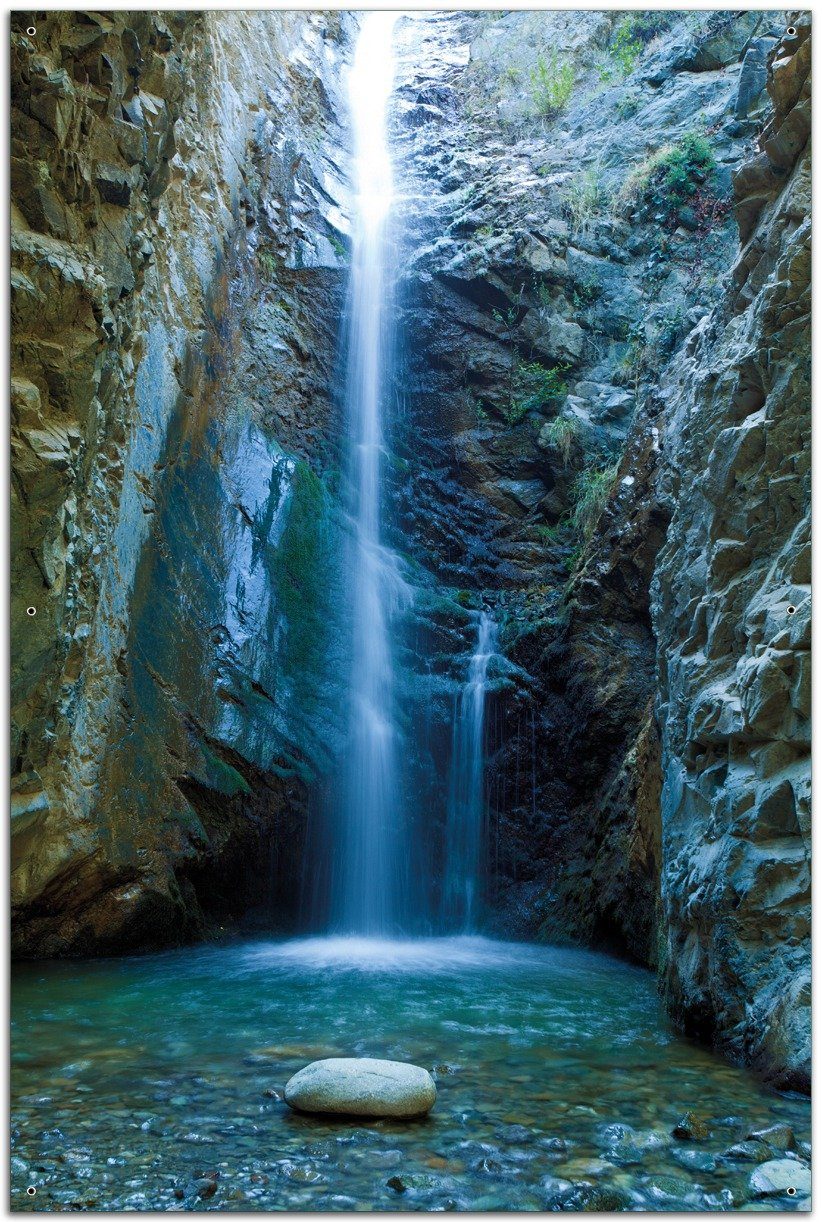 Wallario Sichtschutzzaunmatten Wasserfall bei Sonneneinfall
