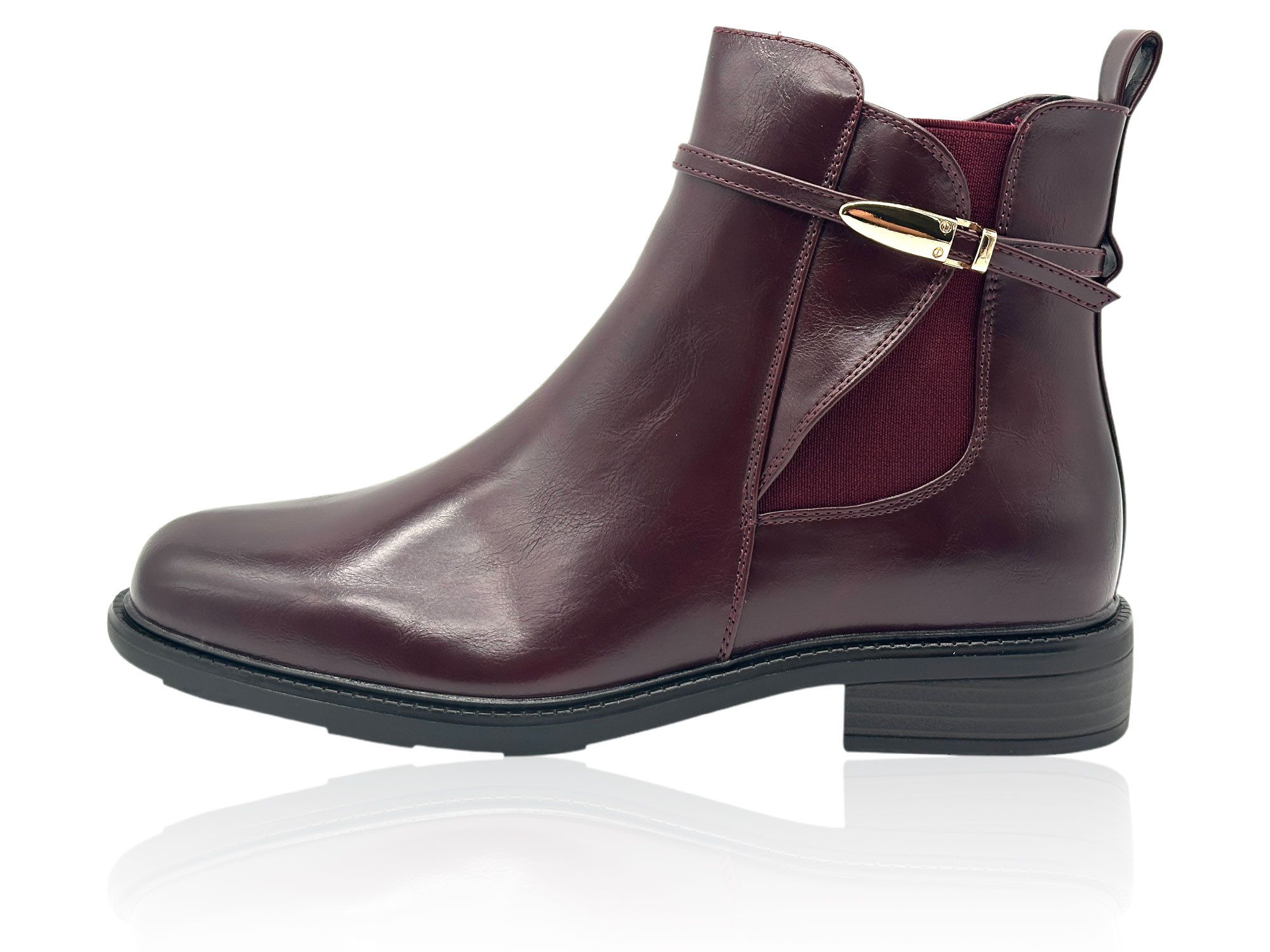 Nowaland Damen Chelsea Boots Stiefeletten leicht gefüttert Chelseaboots mit elastischem Seiteneinsatz und eleganter Zierschnalle