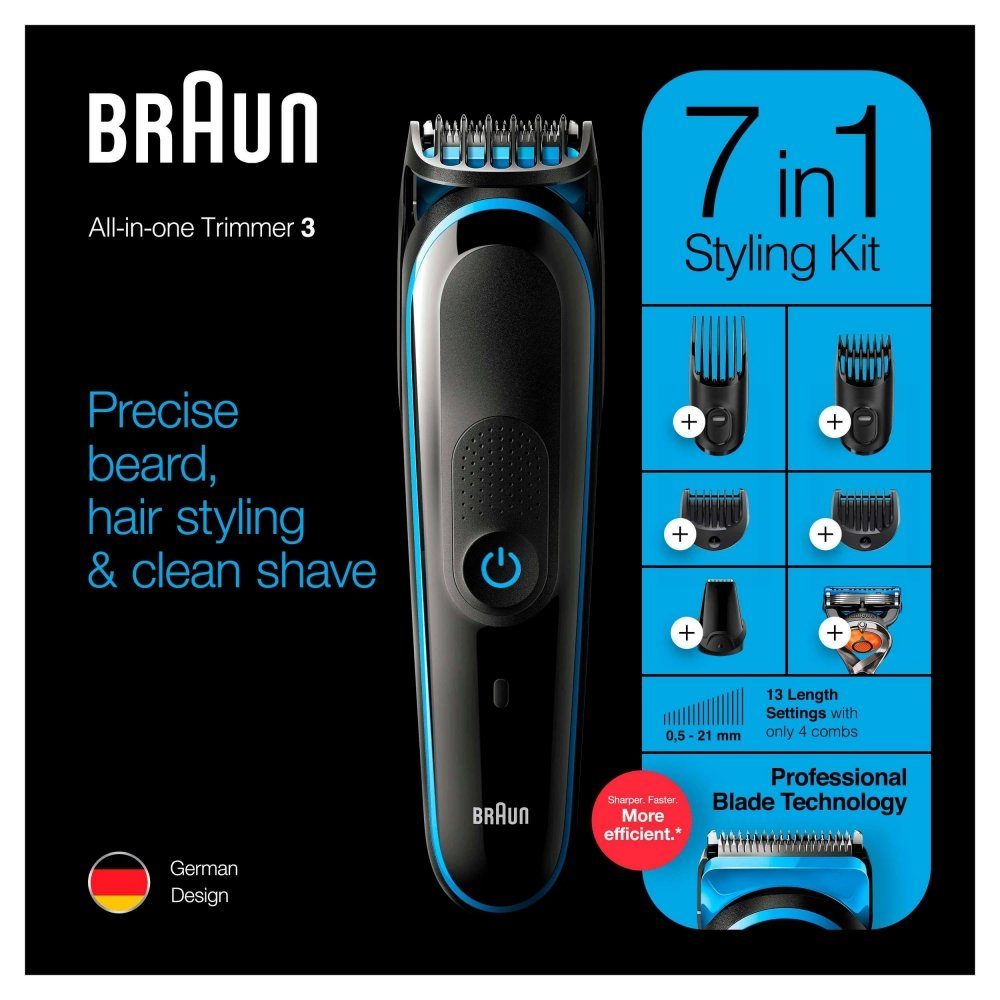 Multi-Grooming-Kit Braun Haarschneider Haarschneider,schwarz/blau MGK3245,