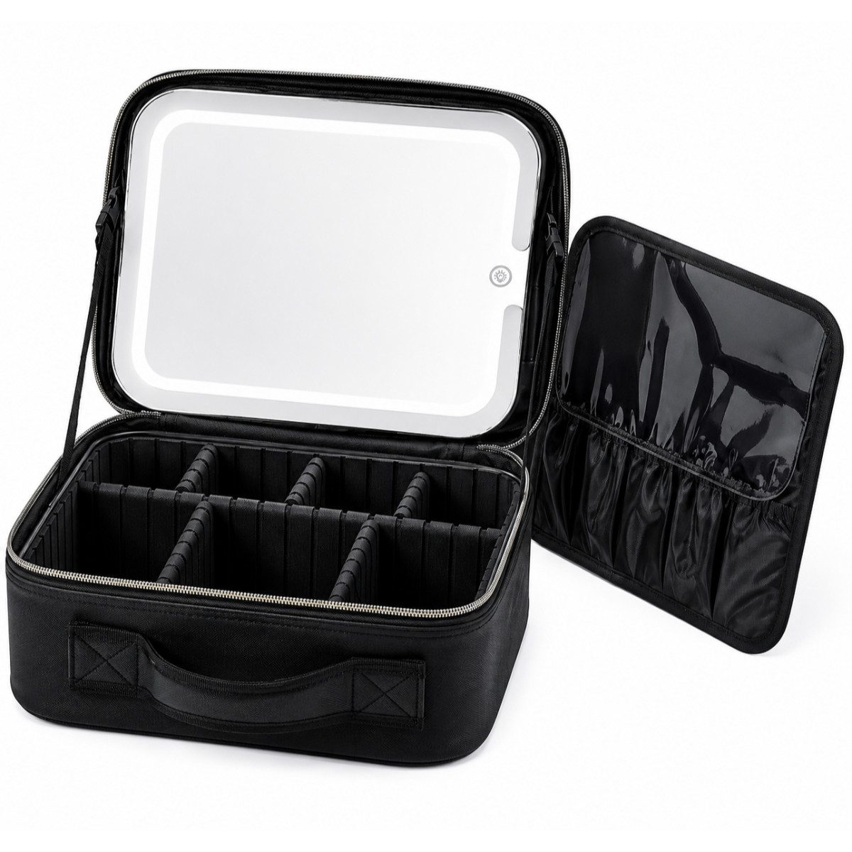 R2 Invest Kosmetikkoffer mit LED Spiegel Reise Kosmetiktasche Organizer