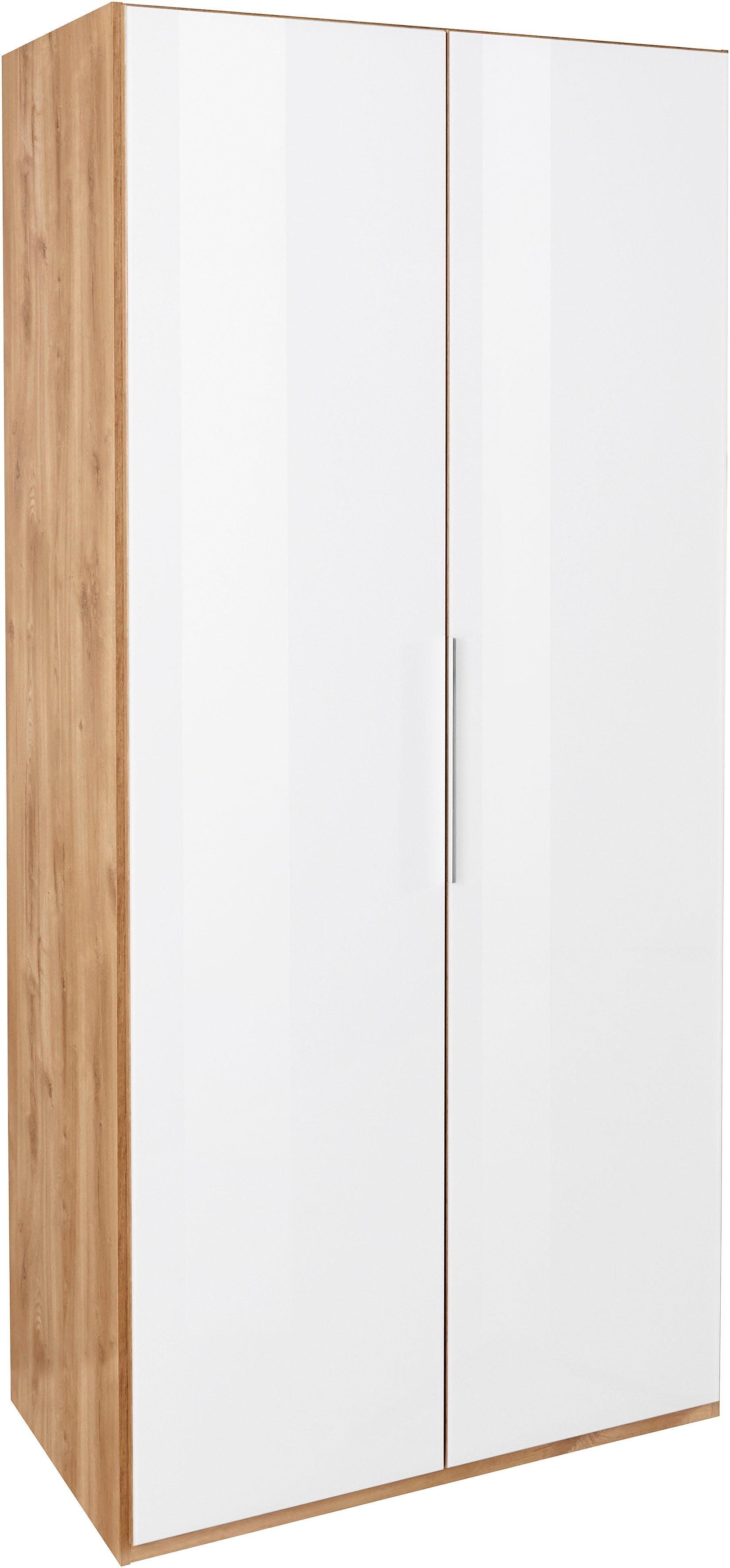 Türen vollflächig mit plankeneichefarben/Weißglas farbigem To Kleiderschrank Fresh Level Glas Go