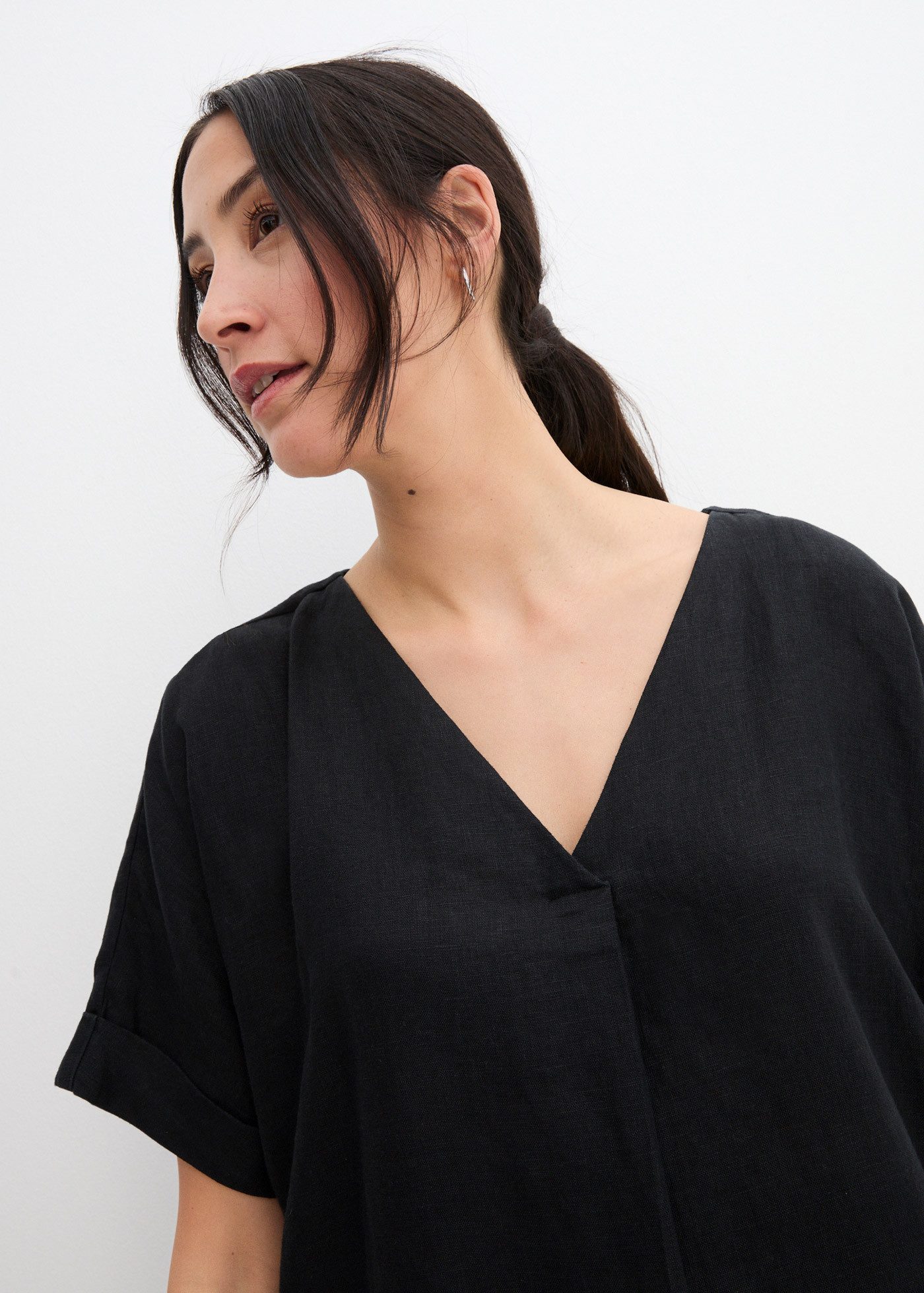 bonprix Tunikakleid für eleganten Look, aus Leinen, Oversize-Passform, mit Halbarm