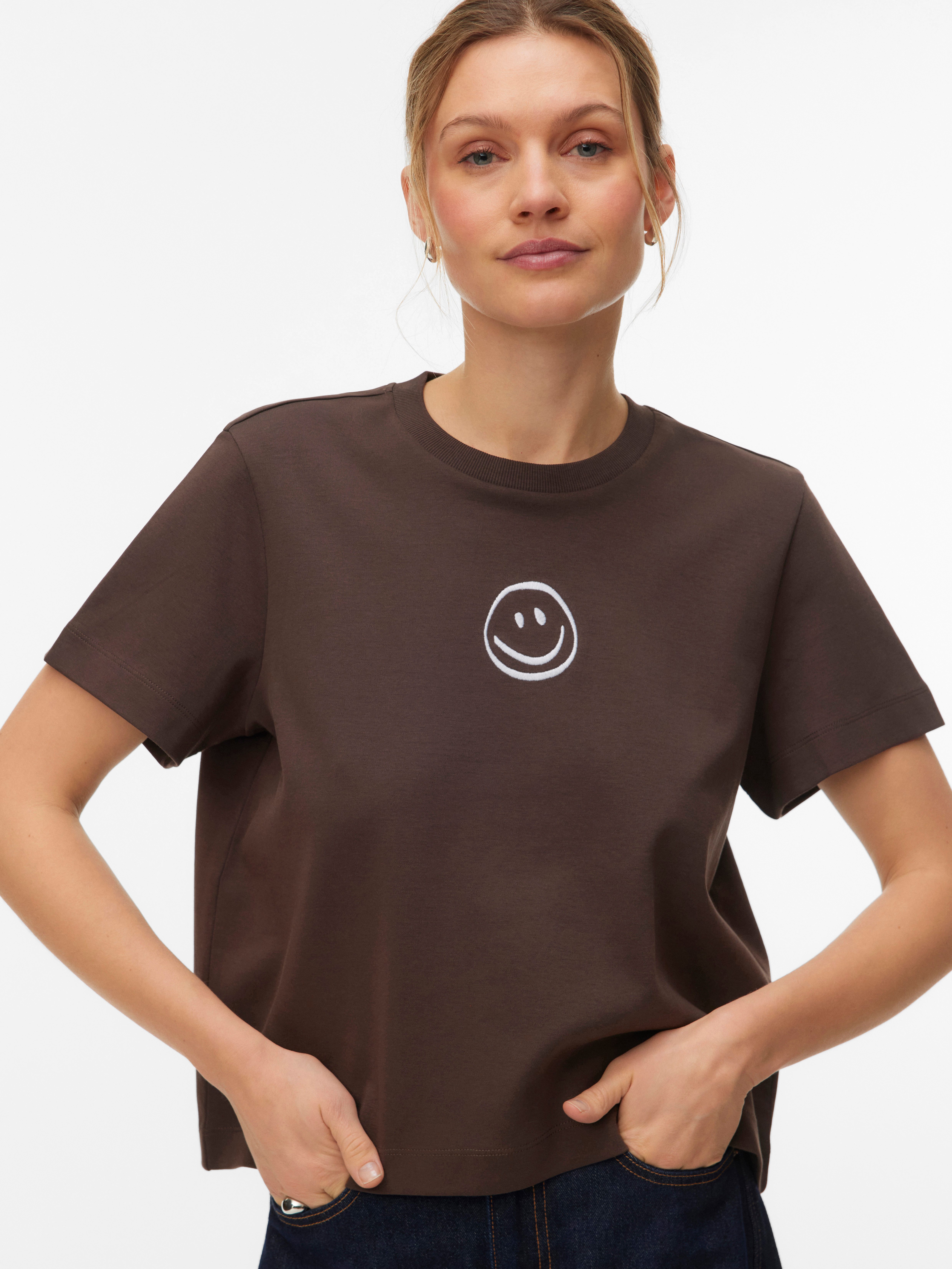 Vero Moda Kurzarmshirt VMSARA METTE SS TOP BOX JRS GA NOOS Baumwolle, regular fit