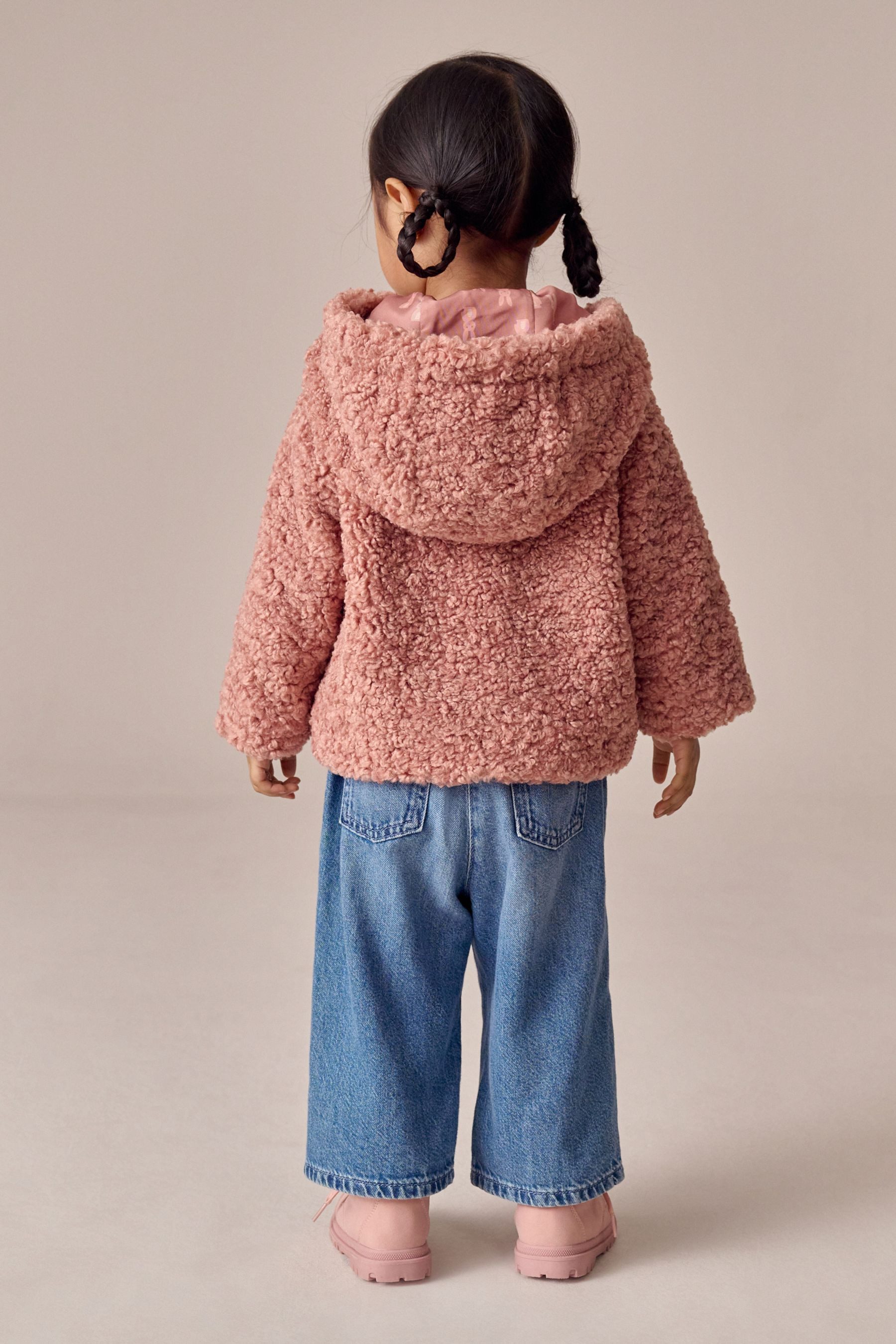 Next Fleecejacke Lange Teddyfell-Jacke mit Kapuze günstig online kaufen