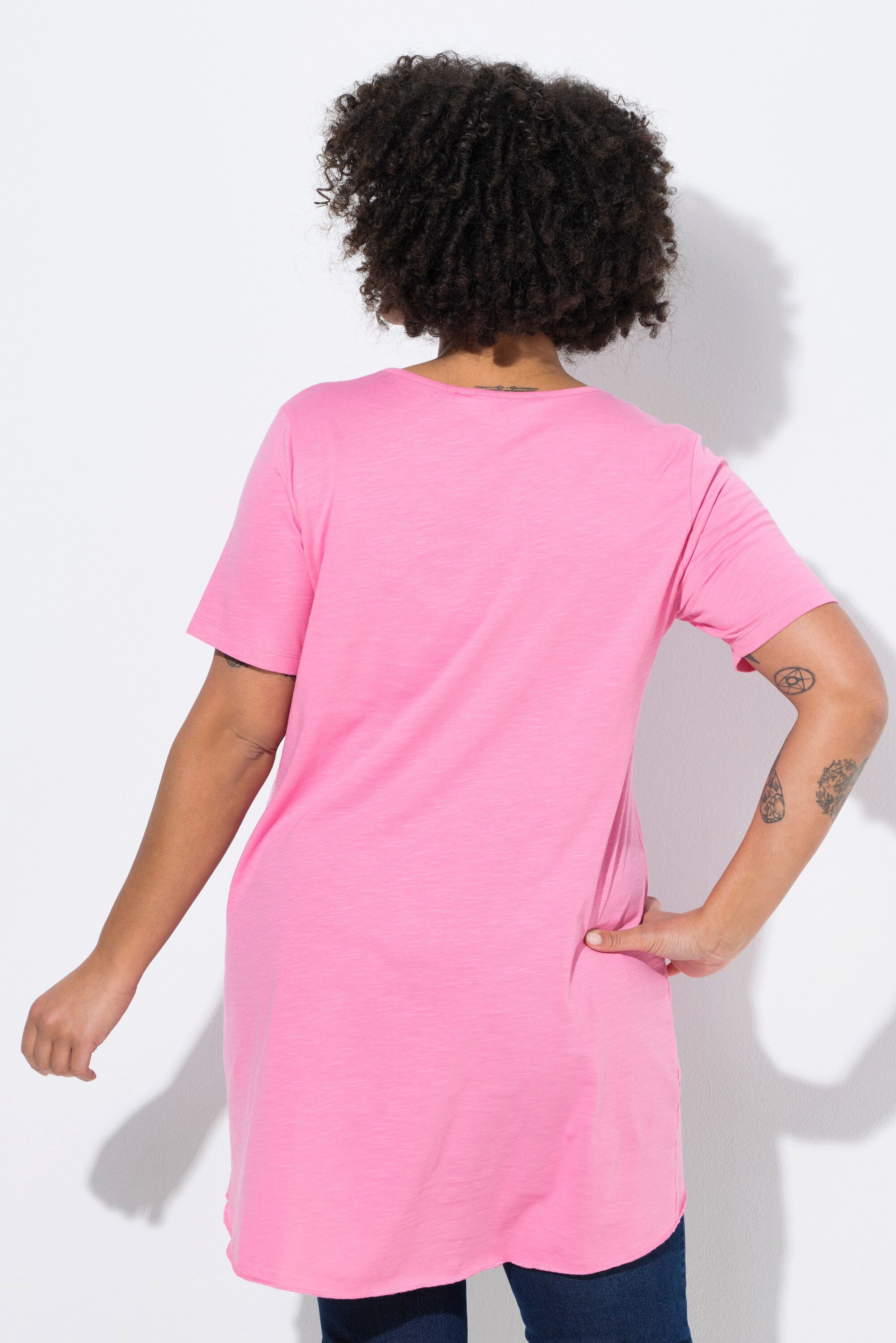 Angel of Style T-Shirt Longshirt Rundhals Halbarm gerundeter Saum