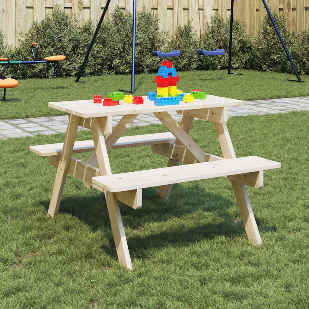 vidaXL Gartentisch Picknicktisch für 4 Kinder mit Schirmloch Massivholz Tanne (1-St)
