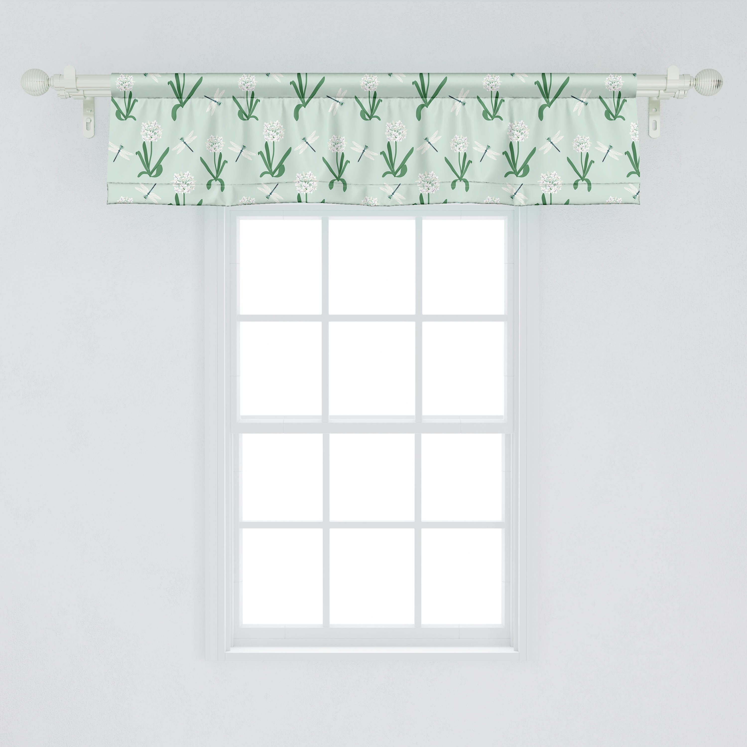 Vorhang für Volant und mit Schlafzimmer Microfaser, Stangentasche, Dekor Abakuhaus, Libelle Insekten Scheibengardine Agapanthus Küche
