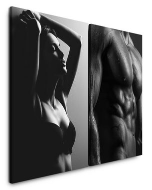 Sinus Art Leinwandbild 2 Bilder je 60x90cm Sexy Aktfotografie Erotisch Sinnlich Muskulös Mann Frau