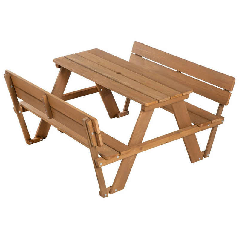 roba® Garten-Kindersitzgruppe Outdoor+, mit 2 Bänken, 1 Tisch "Picknick for 4", aus Massivholz, wetterfest