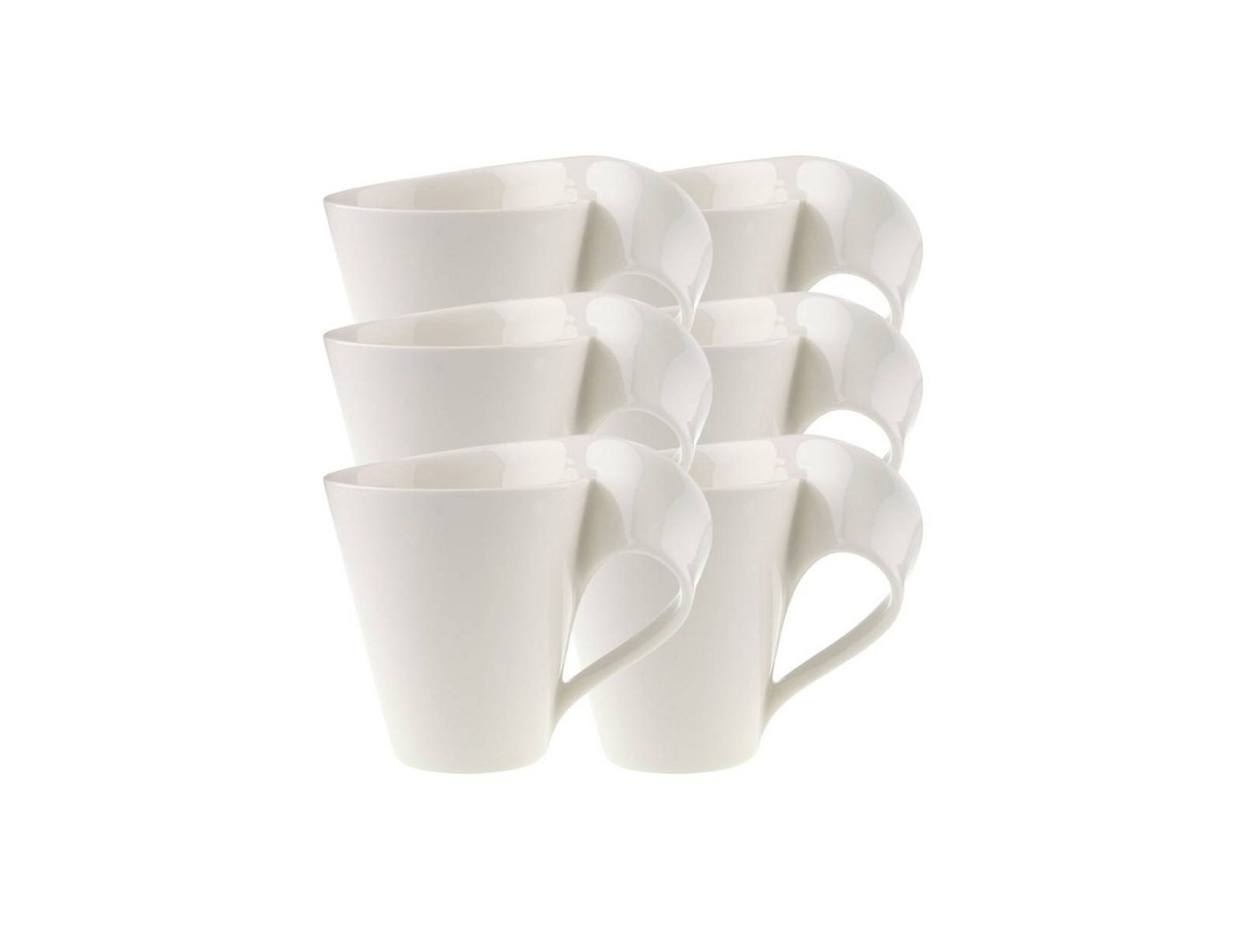 Villeroy & Boch Geschirr-Set New Wave Caffe Becher mit Henkel 0,3 l Set6, Porzellan