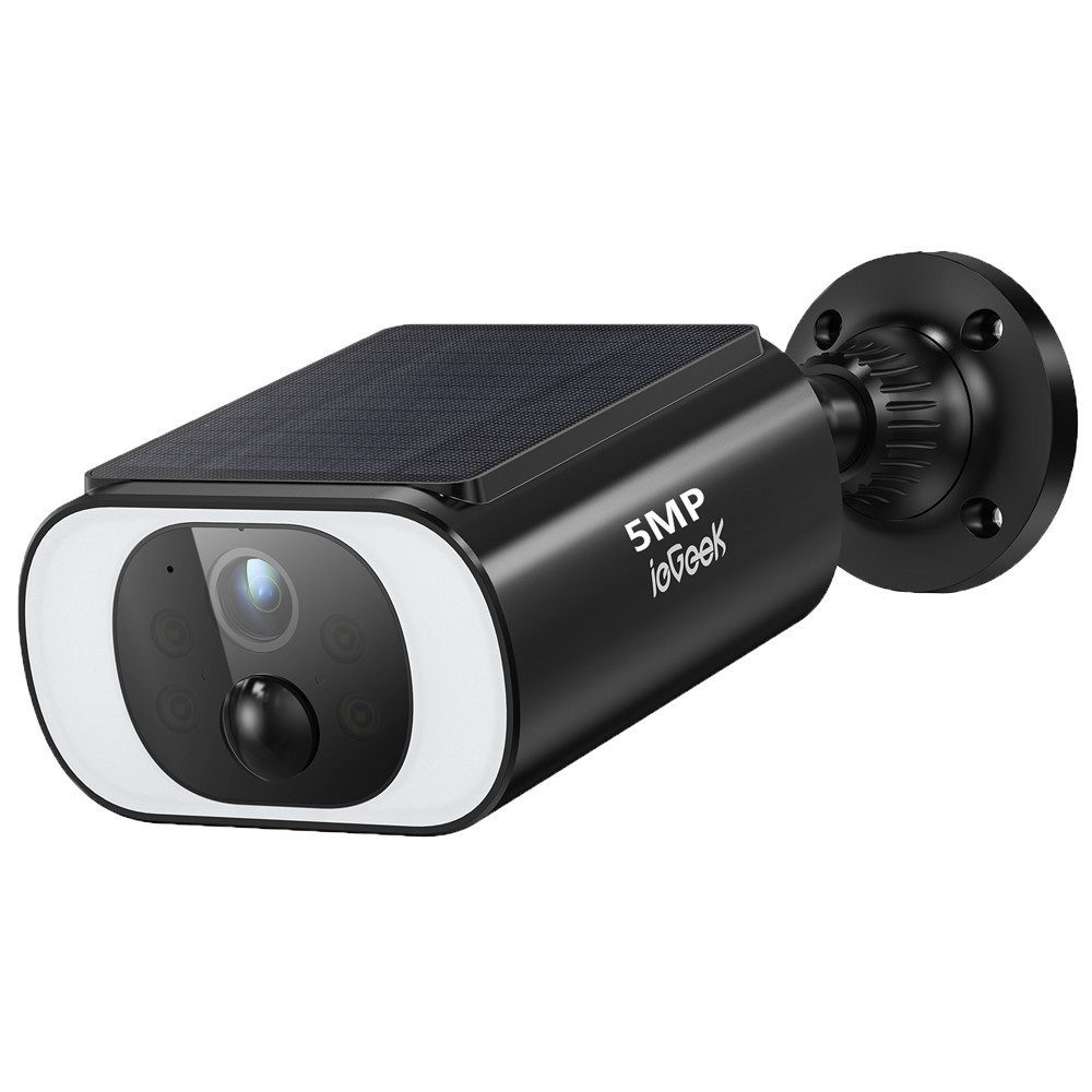 TWUFY Überwachungskamera ieGeek 5MP FHD 2K Überwachungskamera Aussen Akku mit Solarpanel (Aussen, Außen, Außenbereich, 100% Kabellose Kamera Überwachung Außen Solar Flutlicht, 1-tlg., 2-Wege-Audio 2,4GHz WLAN Fernzugriff PIR-Bewegungserkennung, Farbige Nachtsicht Multi-User-Sharing Lange Batterielebensdauer)