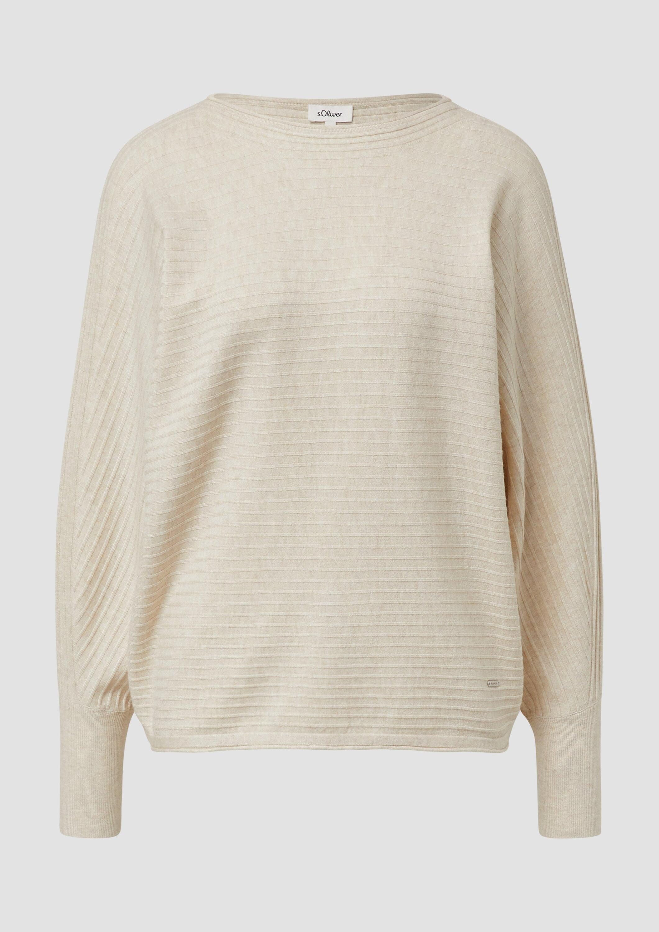 s.Oliver Longpullover Strickpullover Pullover in Rippstruktur mit Fledermausärmeln