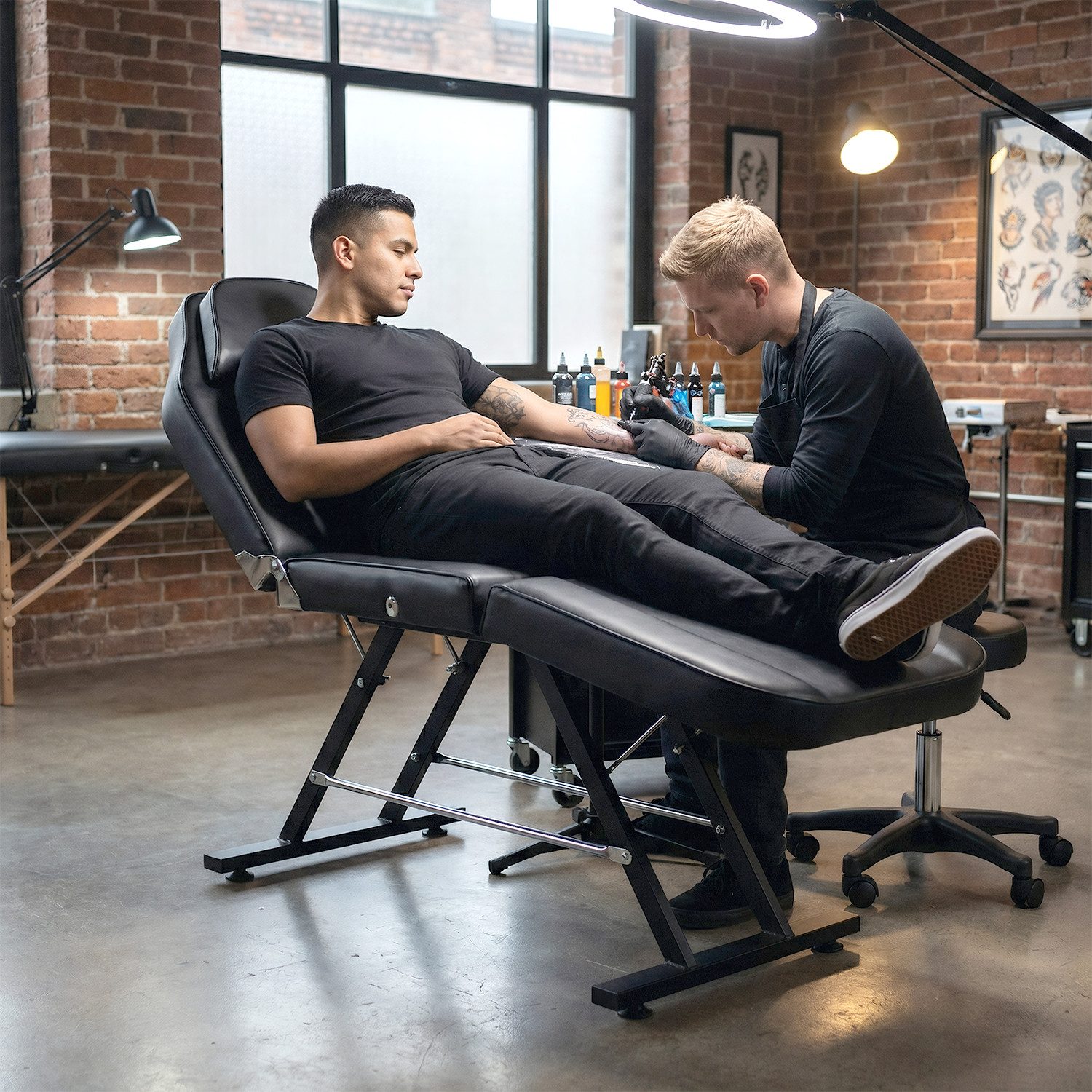 oyajia Massageliege Kosmetikliege mit hocker hoehenverstellbar kosmetikliege 3-zone 185cm, Bereit rueckenlehne verstellbar belastbar und hocker, bis 280 kg