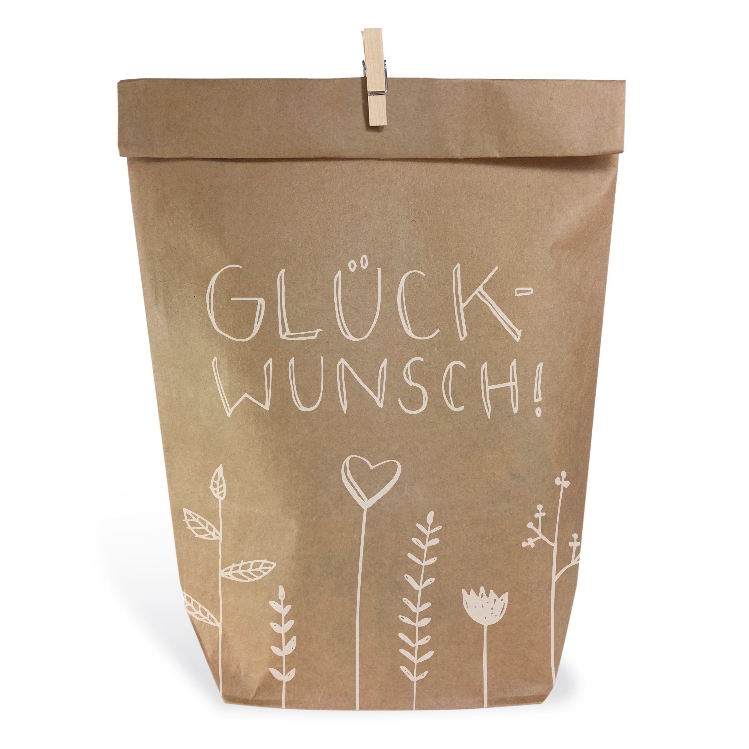 Eine der Guten Verlag Geschenkpapier 24 Geschenktüten - "Glückwunsch!" - mit 24 FSC-Holz Miniklammern
