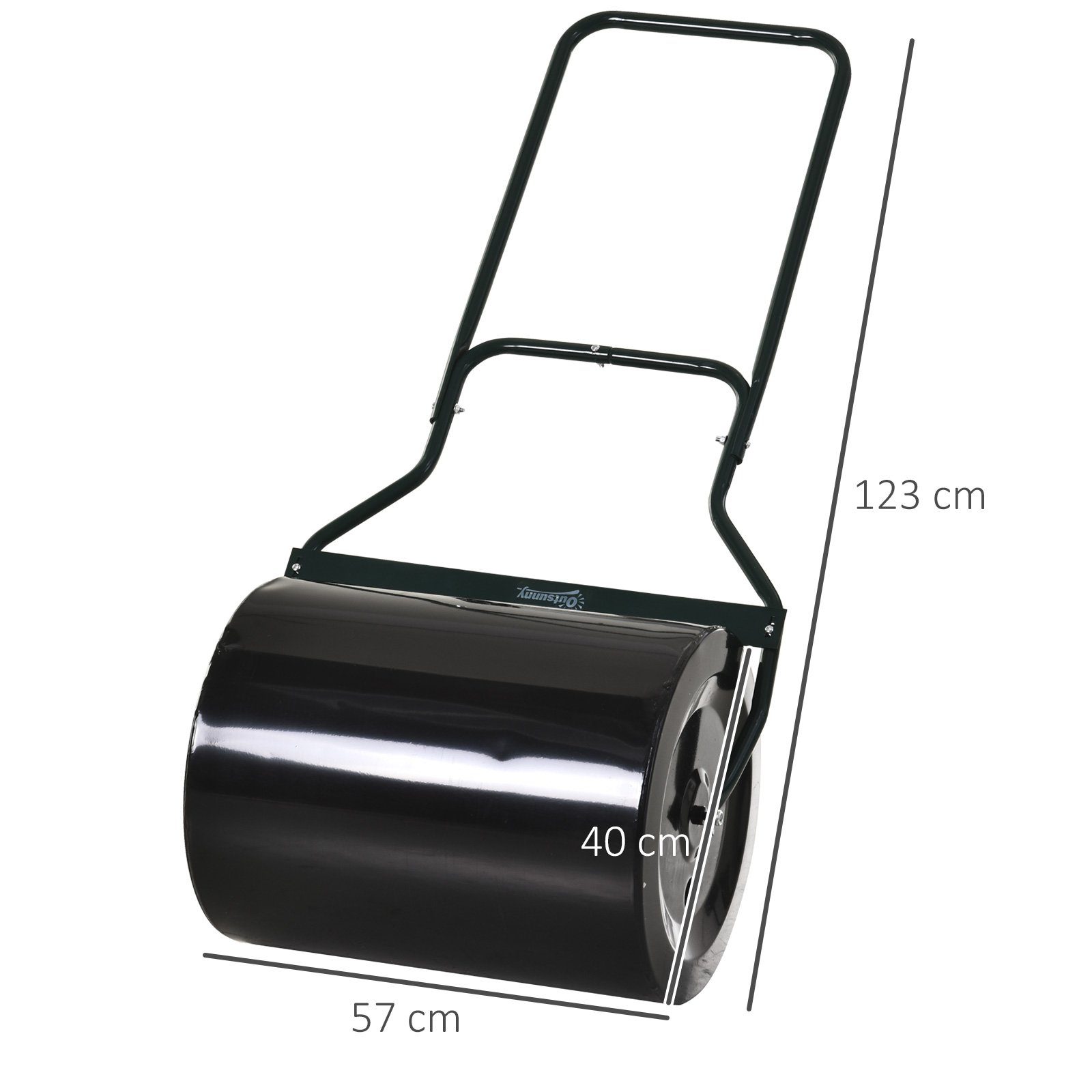 Outsunny Rasenwalze mit U-Griff, 40 cm Durchmesser, 60 L Wasser-/Sandfüllung, aus Metall, 50 cm, Gartenrolle, 1-tlg., Gartenwalze,für Garten, Schwarz