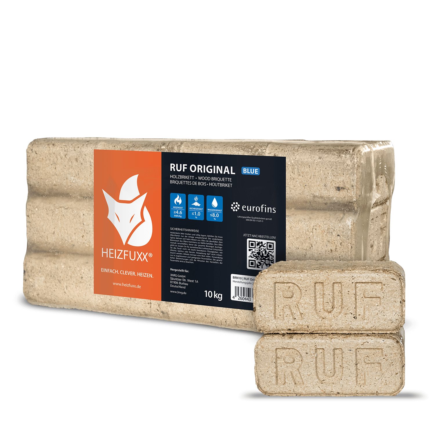 HEIZFUXX Holzbriketts RUF Original Blue, 960 kg, (Palette, 96-St)
