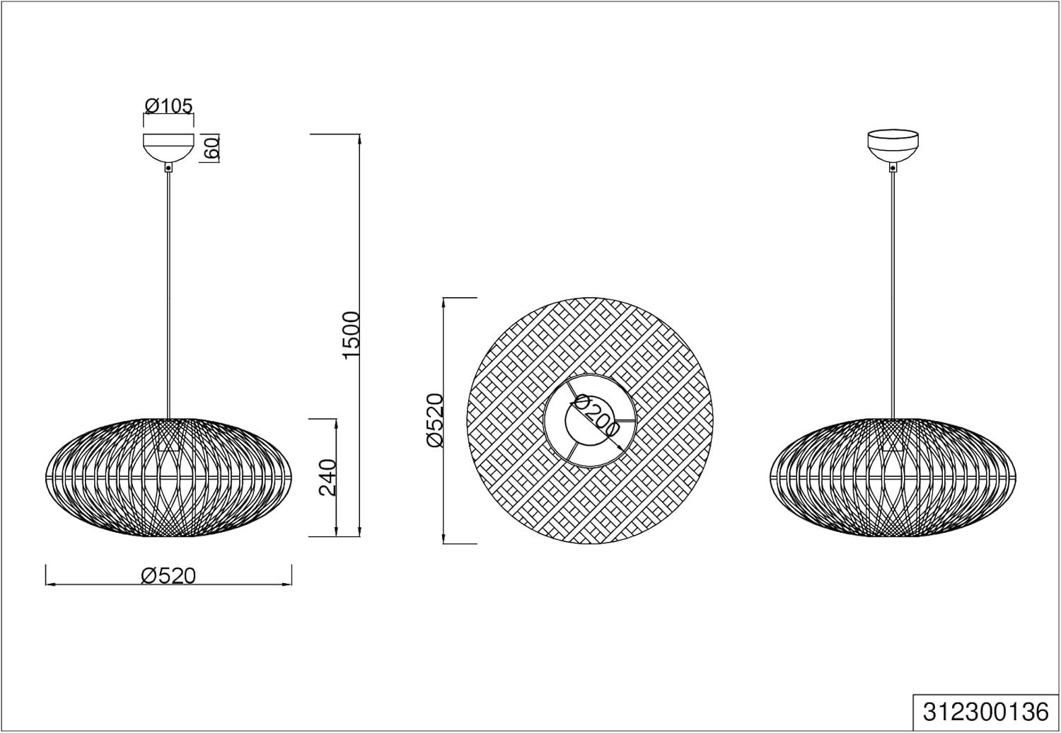 lightling Pendelleuchte Edda, ohne Leuchtmittel, höhenverstellbar